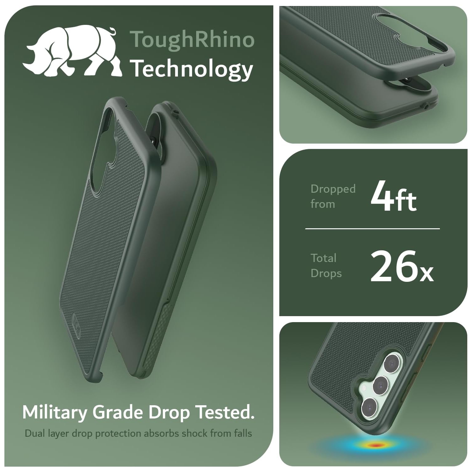 Étui MergeGrip de TUDIA pour Galaxy S23 FE de Samsung de qualité militaire - Vert pin