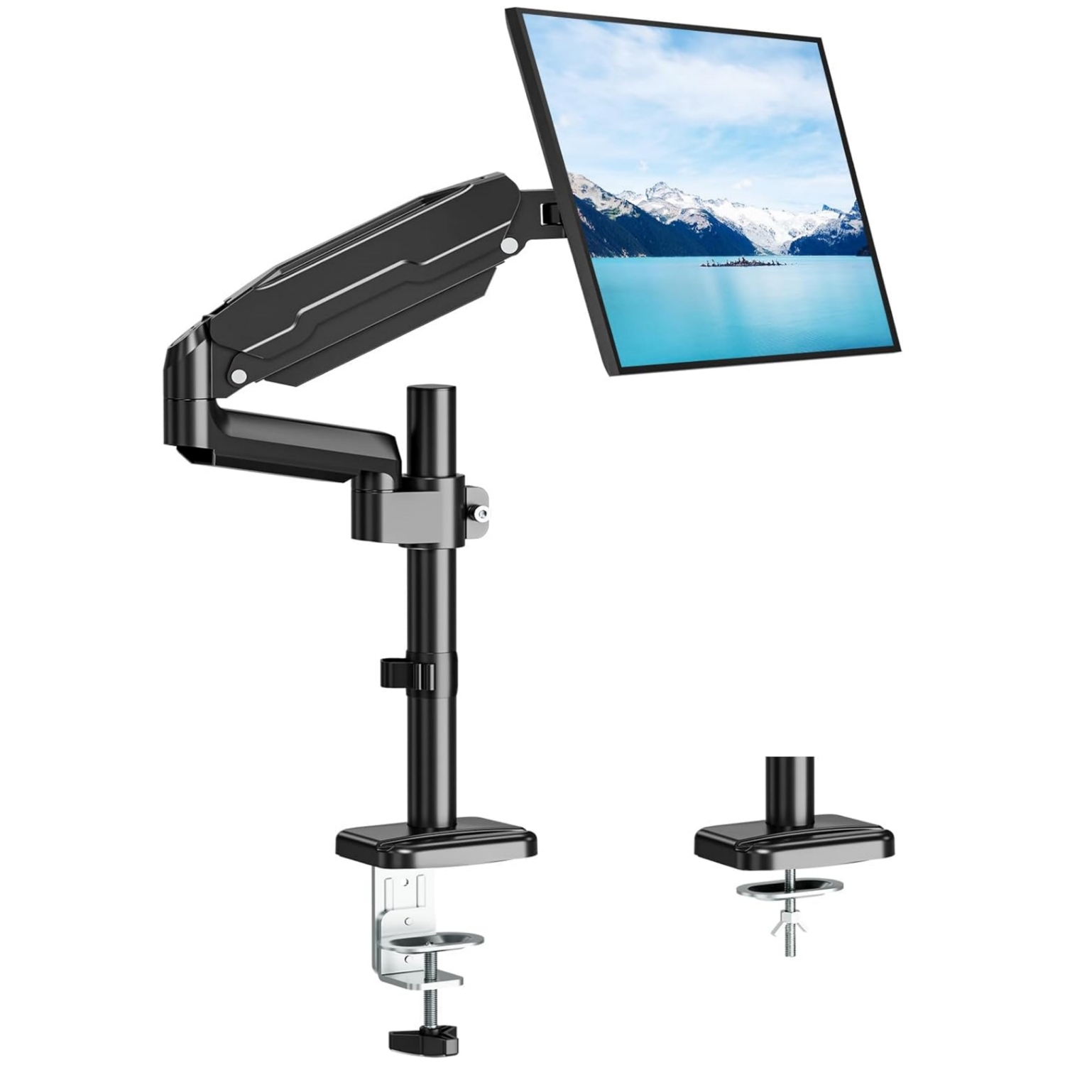 Single Monitor Mount, Desk Mount for 13-32 inch Computer Screen, Adjustable Tall Monitor Arm with 25 inch Max Height, Holds 4.4-19.8 lbs, Full Motion