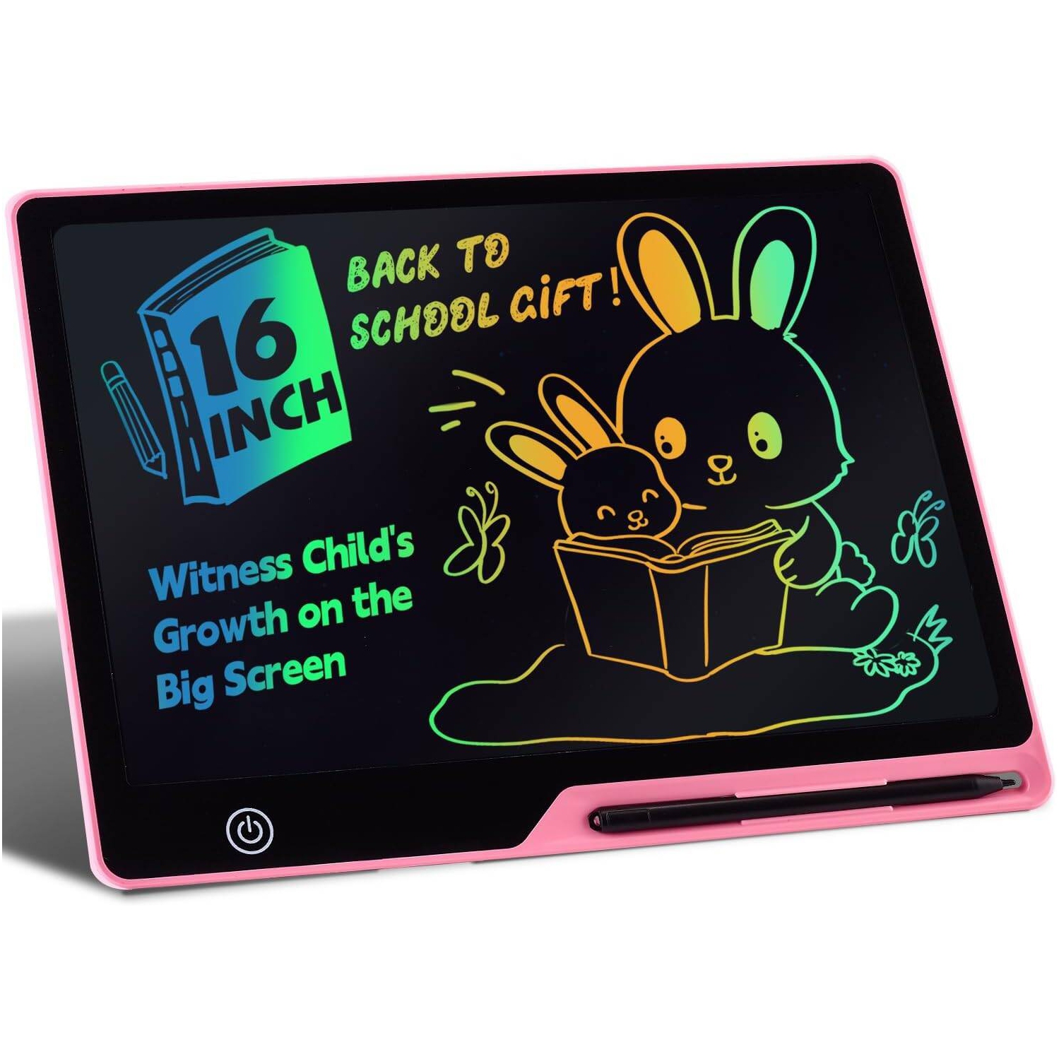 Tablette d'écriture ACL pour 3-8 enfants, tableau rechargeable 16 po Doodle Board, jouets d'apprentissage préscolaire cadeau d'anniversaire de Noël