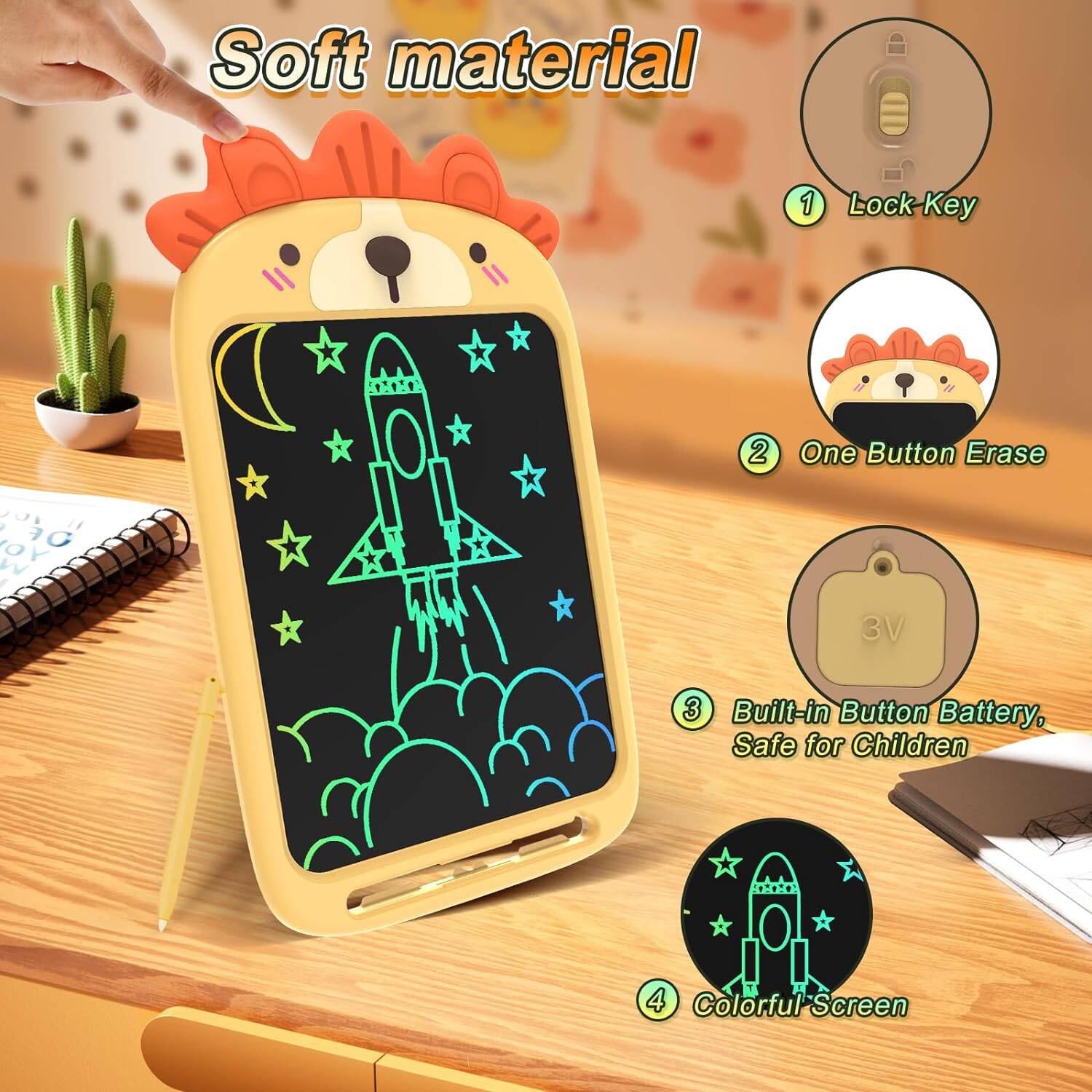 Tablette d'écriture ACL pour enfants, tablette à dessin réutilisable et effaçable électronique de 10 po, comme cadeau d'anniversaire de Noël pour
