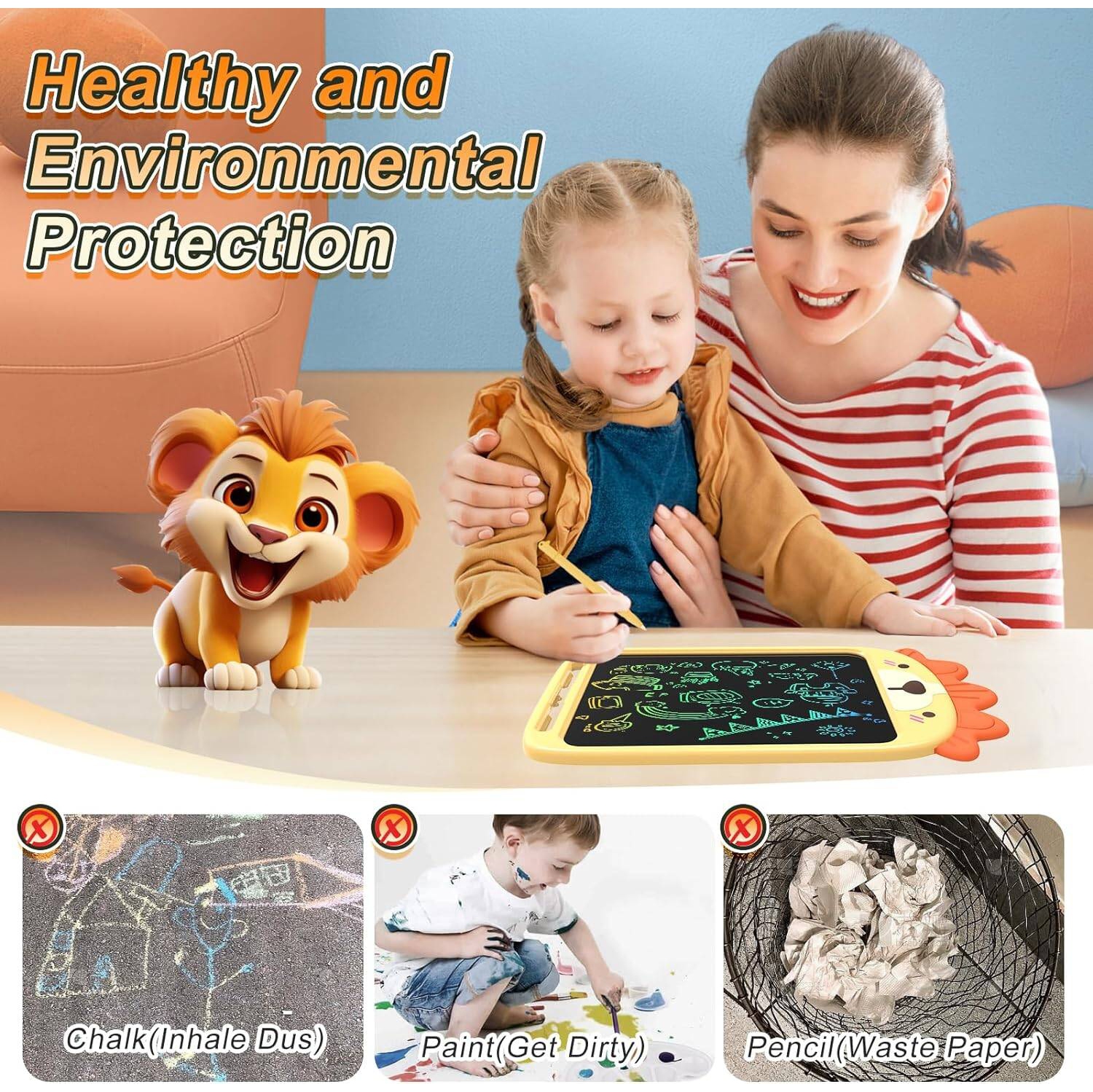 Tablette d'écriture ACL pour enfants, tablette à dessin réutilisable et effaçable électronique de 10 po, comme cadeau d'anniversaire de Noël pour