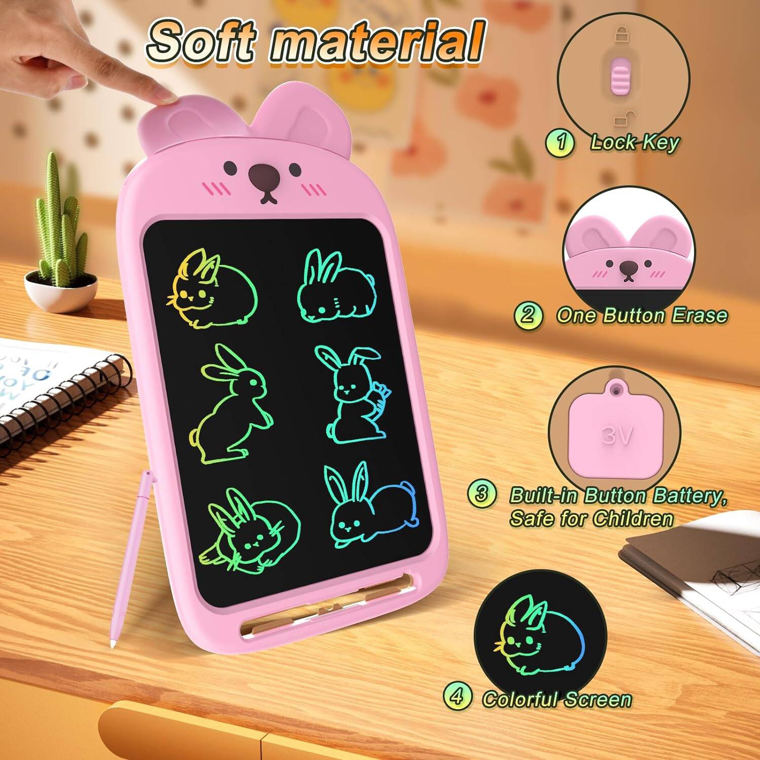 Tablette d'écriture ACL pour enfants, tablette à dessin effaçable électronique et réutilisable de 10 po, cadeau d'anniversaire de Noël pour filles de