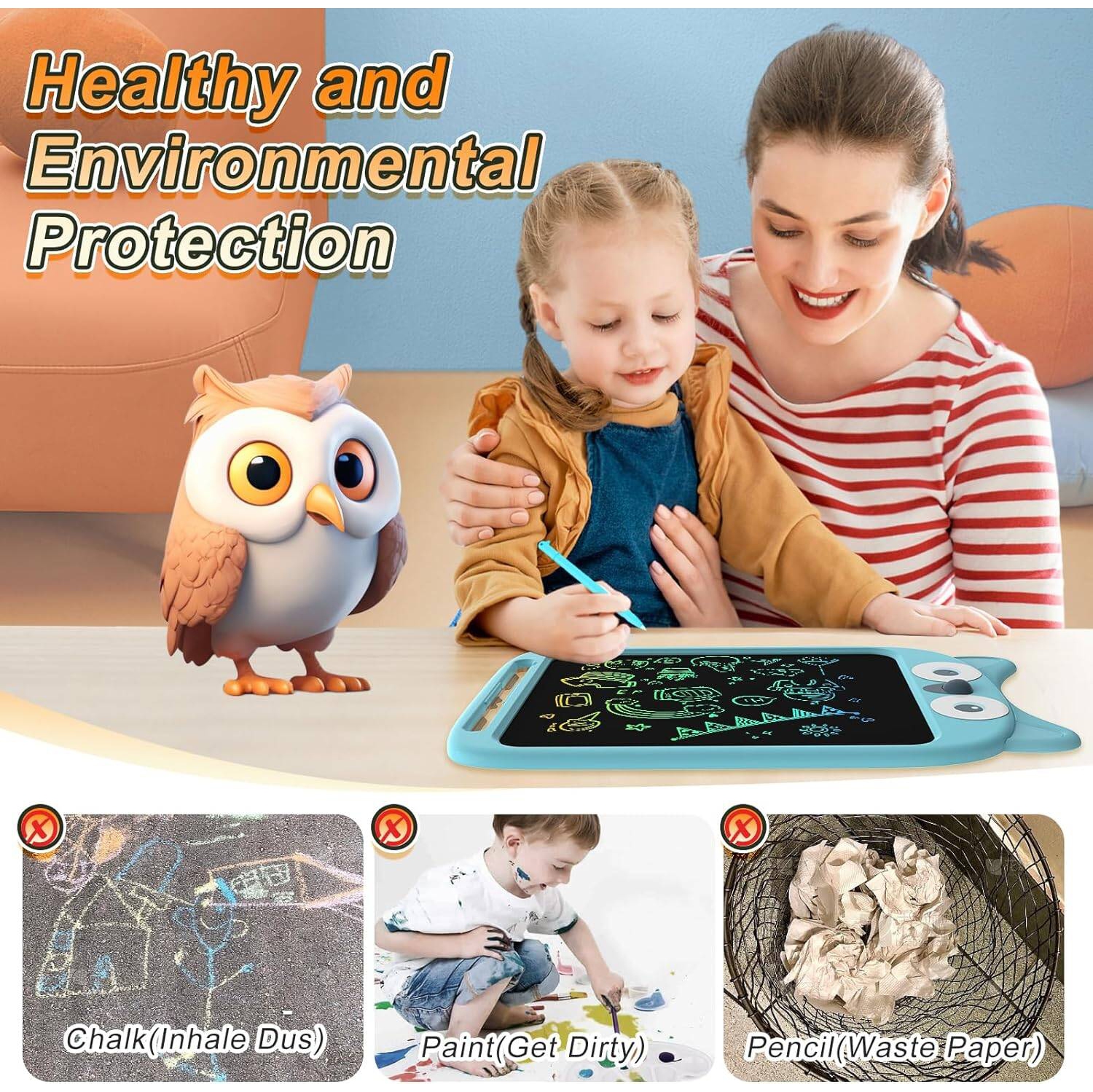 LCD Writing Tablet for Kids, 10 Inch Electronic Erasable Reusable Doodle Board Drawing Pad, as Christmas Birthday Gift for 3-8 Years Old Boys Girls,