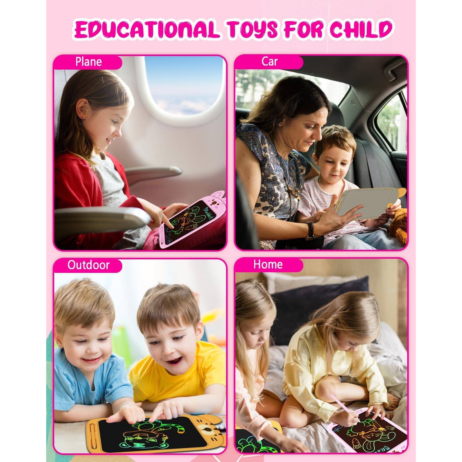 Bloc à dessin pour garçons de 3-8 ans, tablette d’écriture ACL de 10 po, cadeau d’anniversaire éducatif pour enfants de 3-8 ans, rose