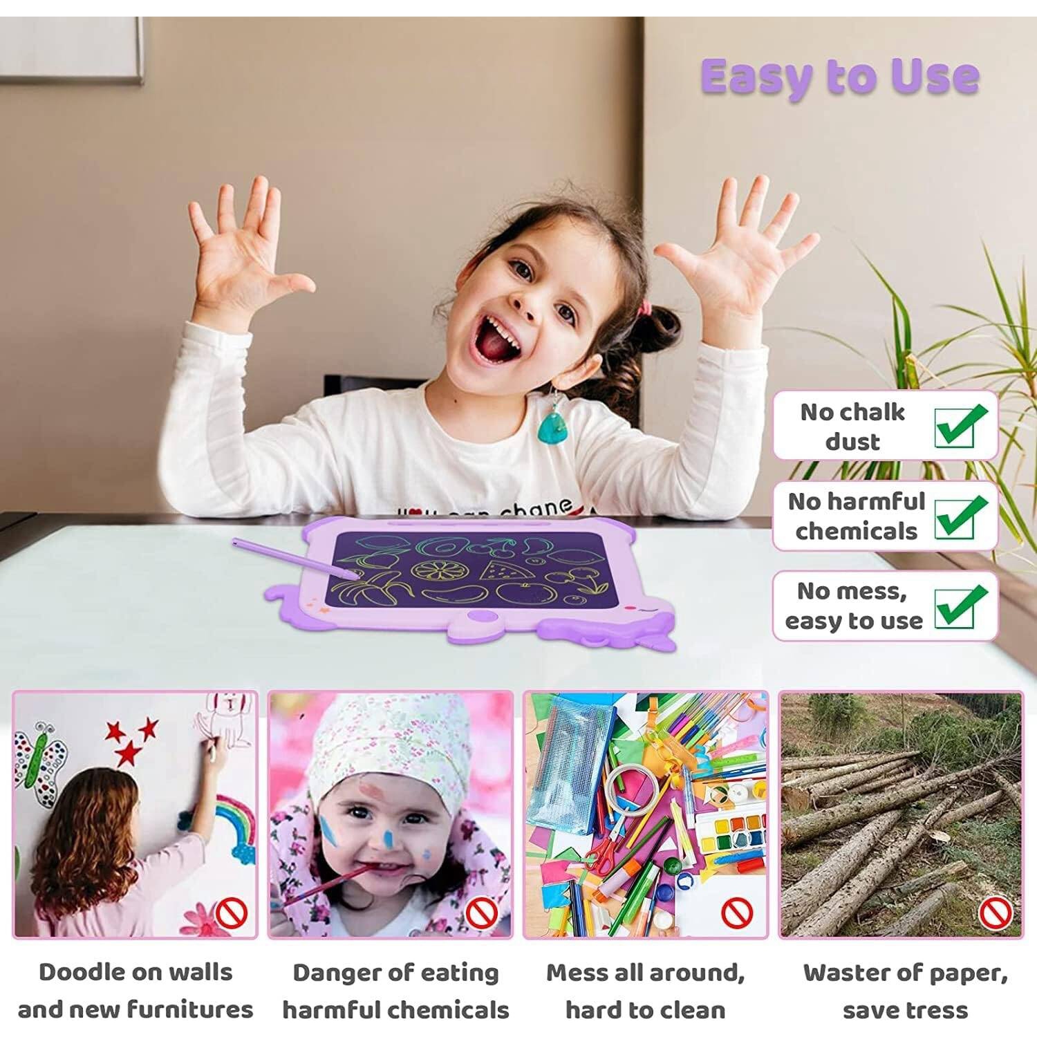 Tablette d'écriture ACL pour enfants, tablette de dessin à écran coloré licorne, planche à griffonner, jouet de voyage pour tout-petits, jouet