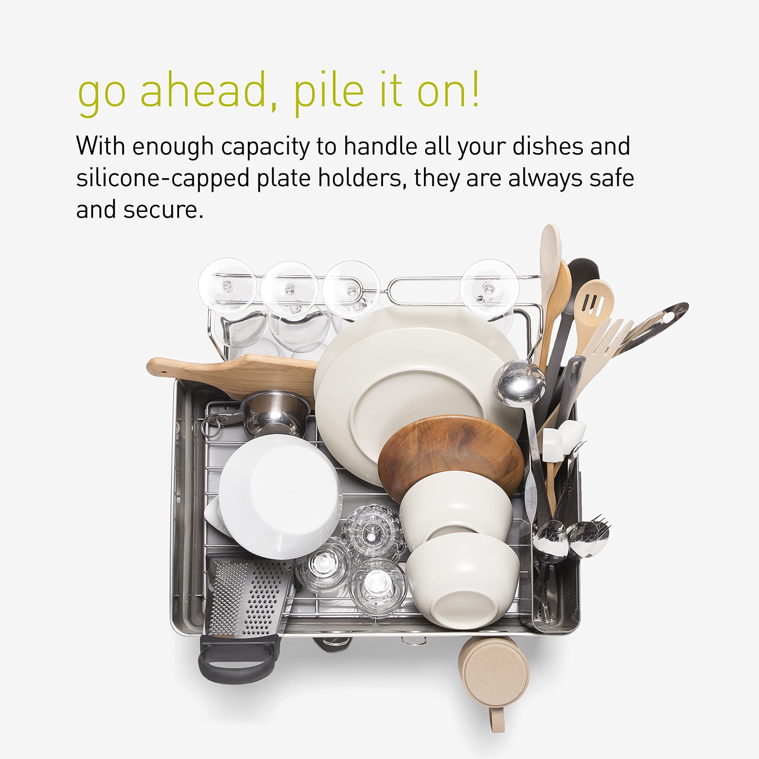 Simplehuman – Support de séchage à plat de cuisine avec bec pivotant, cadre en acier inoxydable résistant aux traces de doigts, plastique gris, 2021