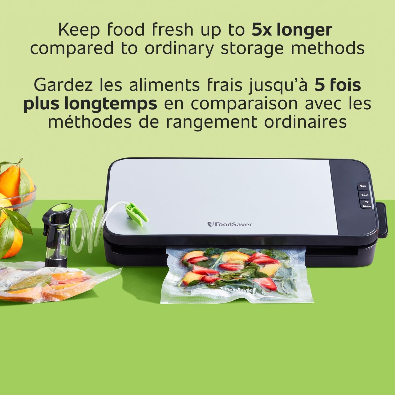 Trousse de démarrage avec scelleuse sous vide Select de FoodSaver, sacs et rouleaux en acier inoxydable VS2120