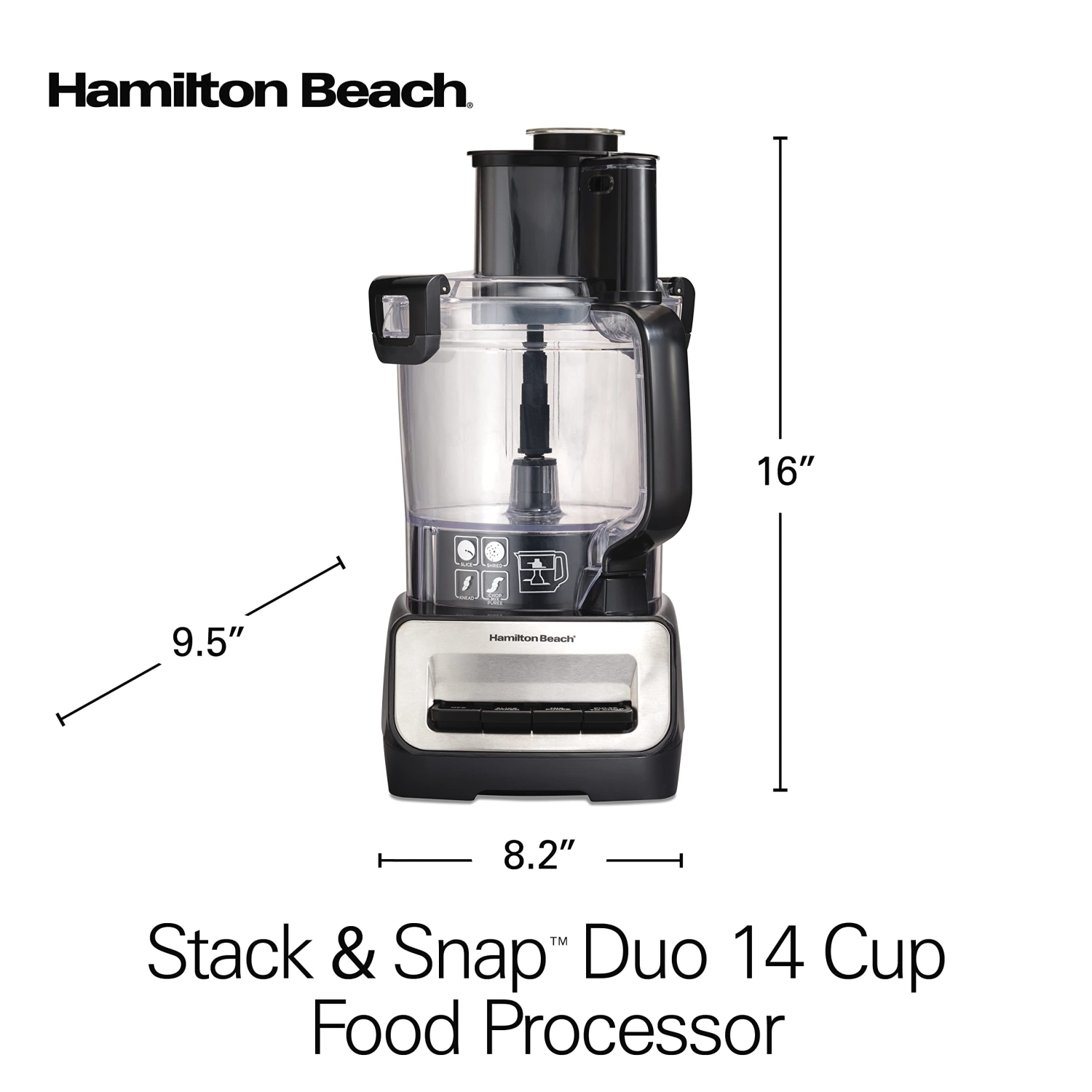 Hamilton Beach Stack & Snap Duo Food Processor, 14 Cup Capacity, 70585