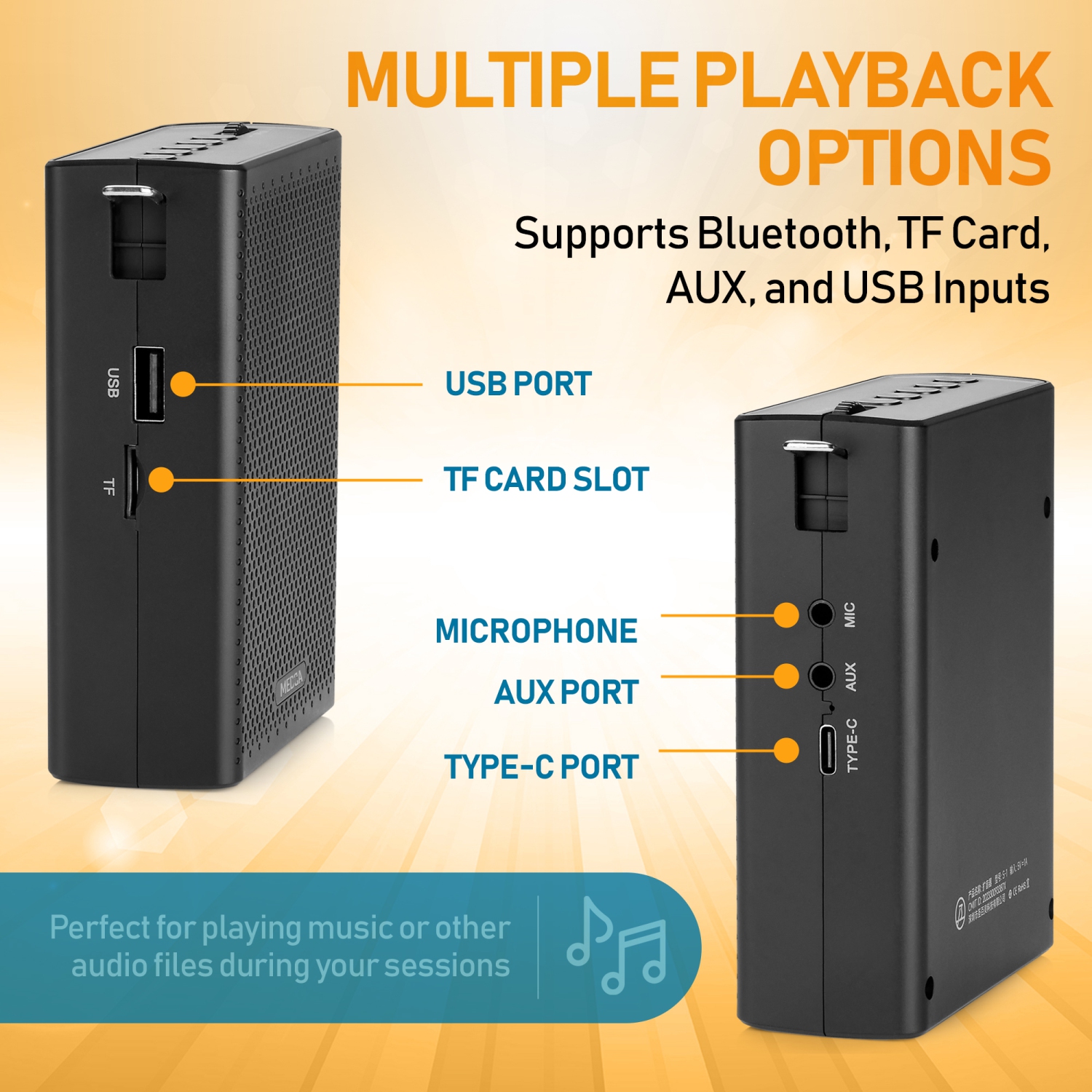 Portable Mini Voice Amplifier, Built-in Rechargeable Wired Portable Microphone and Speaker with Waist-Band, Bluetooth Megaphone PA System Supports