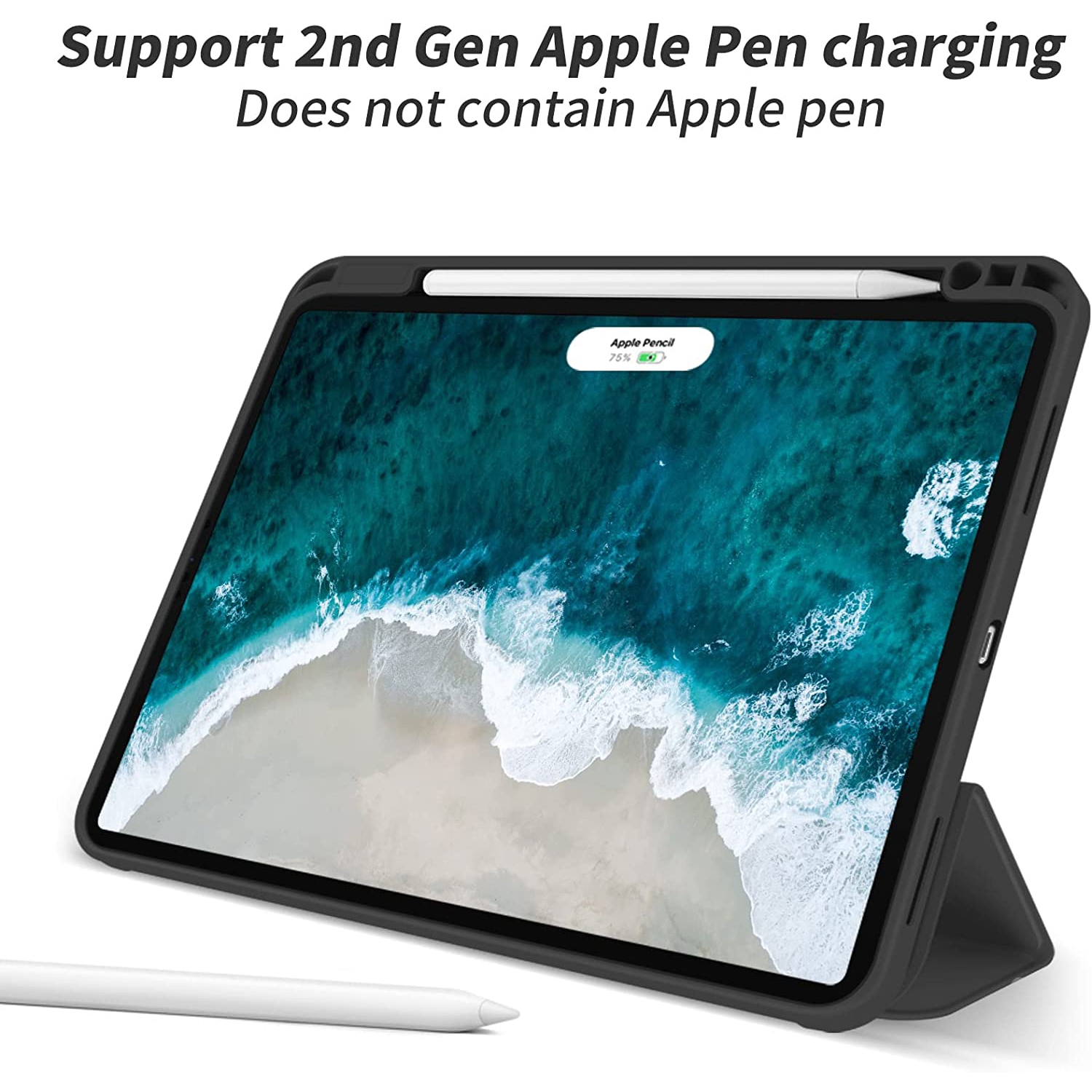 [CS] Slim Magnetic Smart Cover Stand Case & Pencil Holder for Apple iPad Air 11" 2024, Black