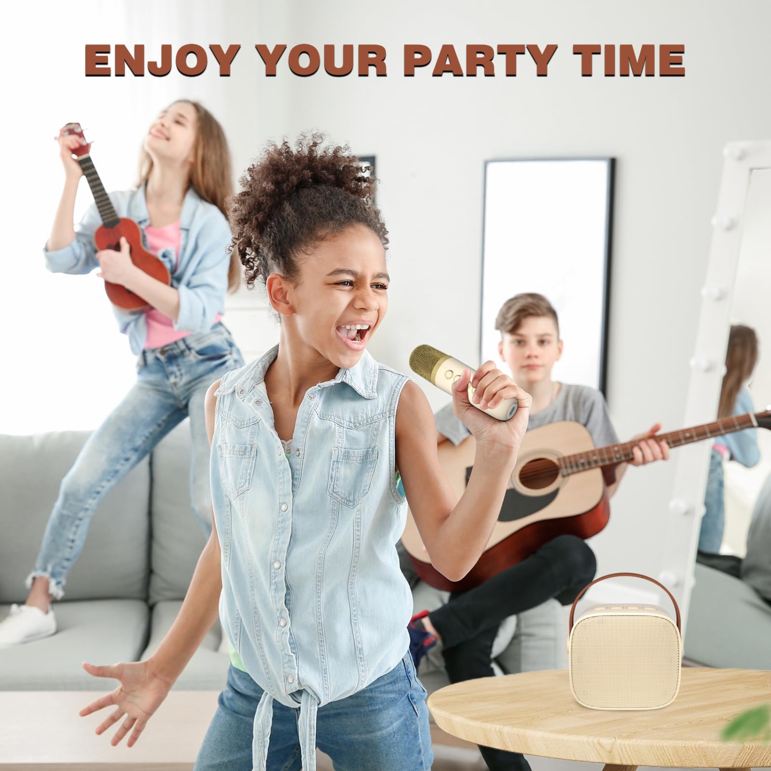 Mini Karaoke Machine for Kids, Portable Bluetooth Speaker with Wireless Microphone, Music Player Toys Gifts for Boys Girls Birthday Christmas Party