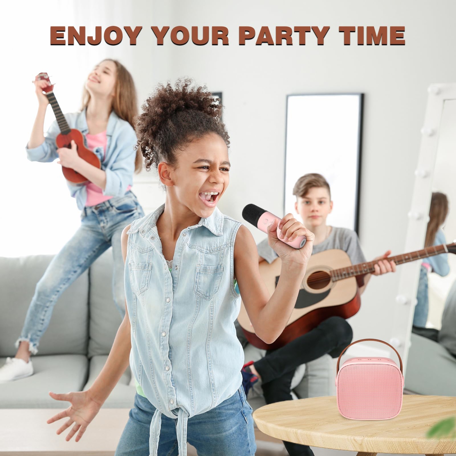 Mini Karaoke Machine for Kids, Portable Bluetooth Speaker with Wireless Microphone, Music Player Toys Gifts for Boys GirlsBirthday Christmas Party