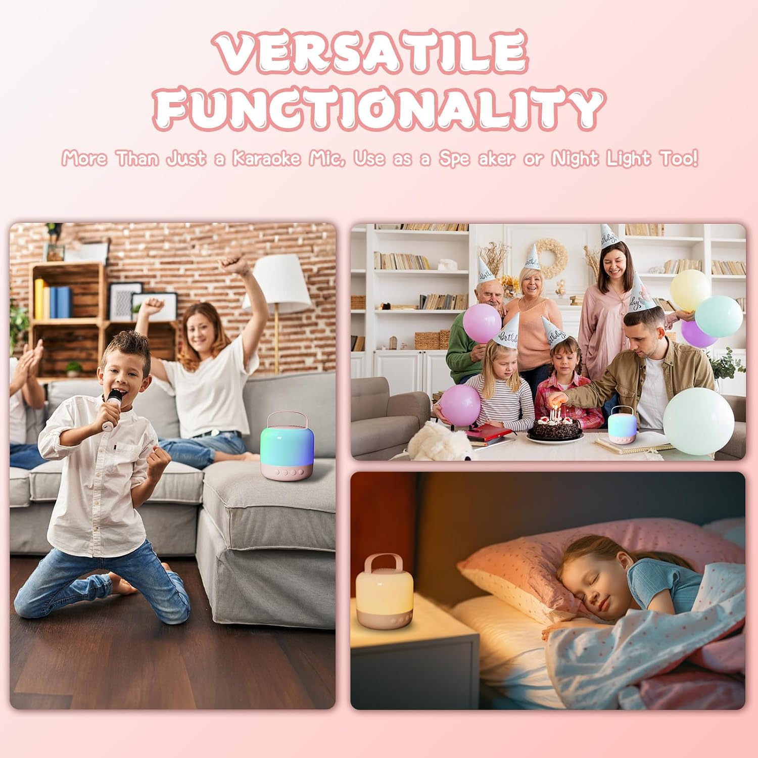 Karaoke Machine Kids, Mini Karaoke Machine with 2 Wireless Microphone for Kids, Birthday Gift Karaoke Microphone Kids Toys for Girls and Boys 2, 3,