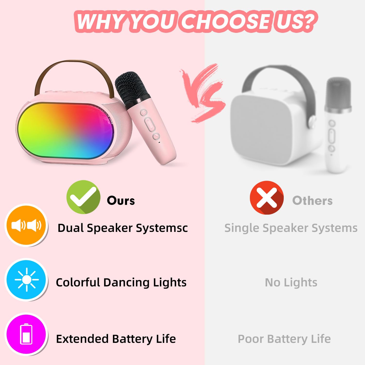 Karaoke Machine with Dual Drivers, Toys for 3-12 Years Old Girls Boy, Microphone for Kids, Christmas Birthday Gift for Teens Adults Toddlers Party