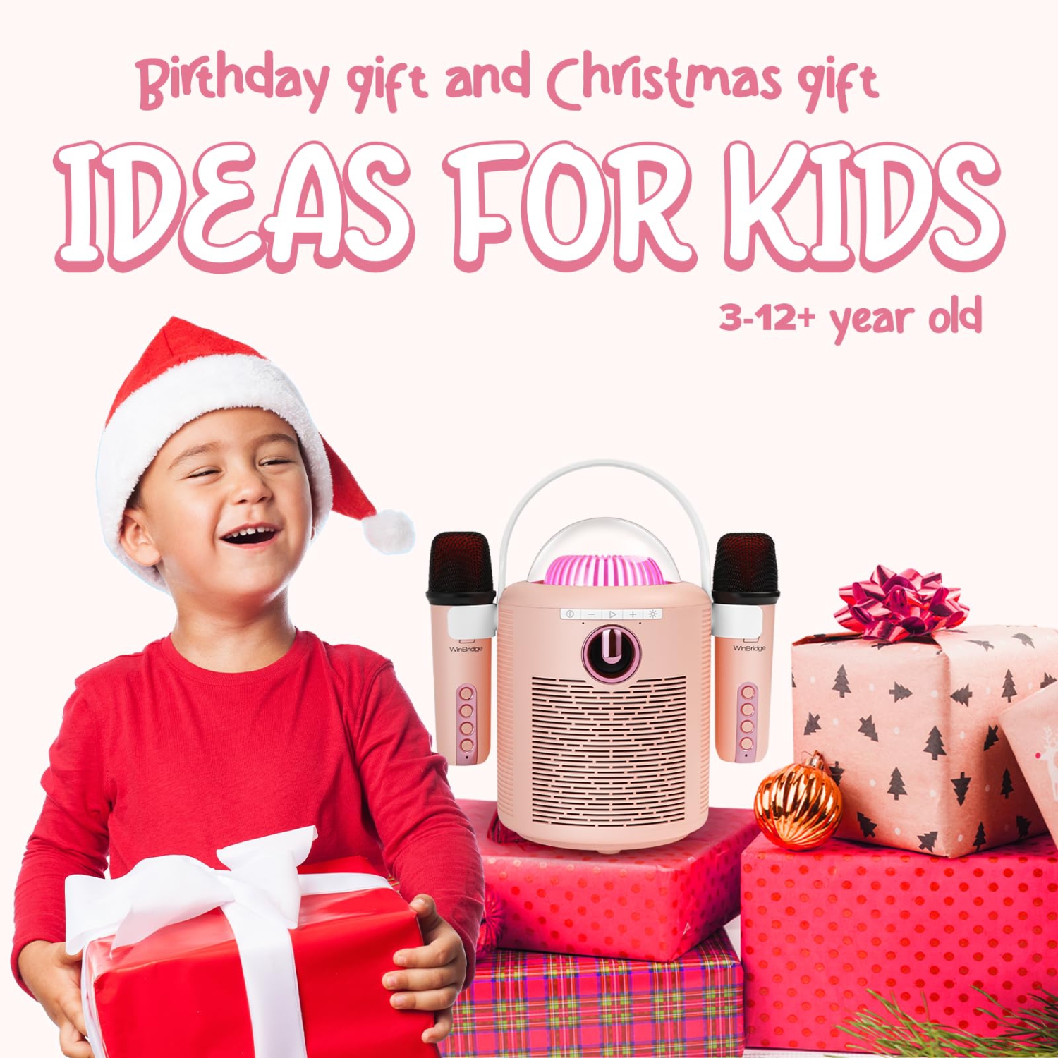 Karaoke Machine for Kids Adults,Portable Bluetooth Speaker with Two Wireless Microphone, Mini Karaoke Machine with High Battery 4000mAh, Karaoke Toys