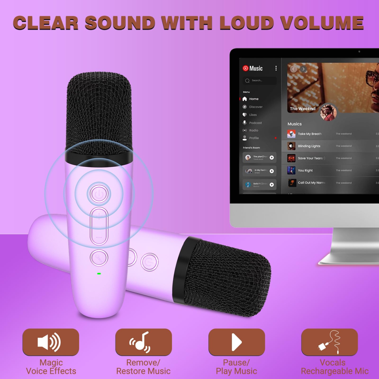 Machine à karaoké miniature avec microphone sans fil 2, haut-parleur Bluetooth portatif pour enfants et adultes, cadeaux pour filles et garçons Fête