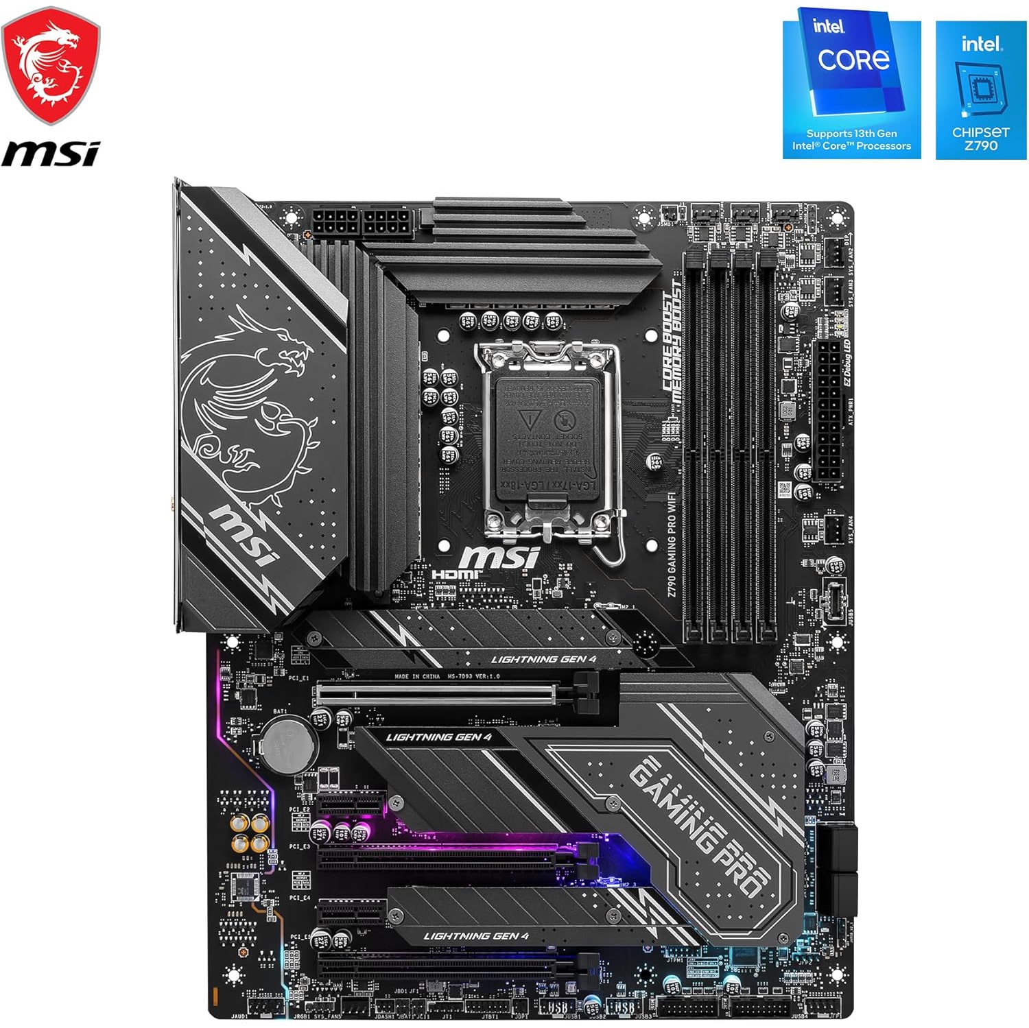 MSI Z790 GAMING PRO WIFI LGA 1700 SATA 6Gb/s DDR5 128GB ATX Intel Motherboard