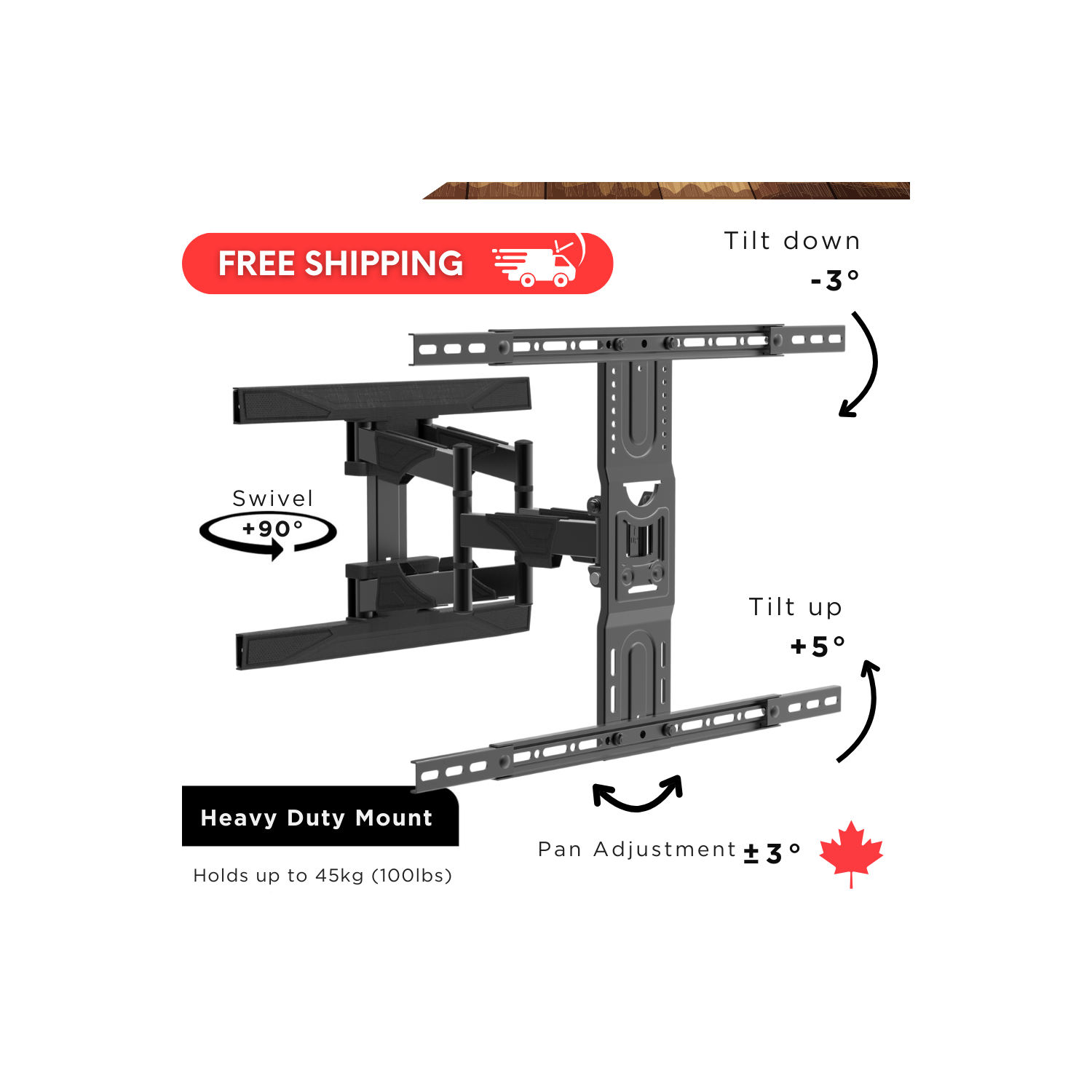 Expédition gratuite | support mural articulé pour téléviseur de 37 à 75 po de TEXONIC