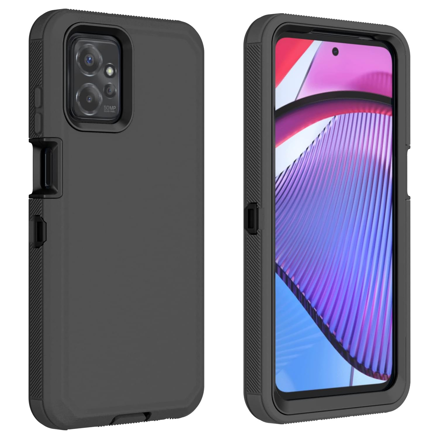 [CS] Étui rigide robuste antichoc à trois couches de Defender pour Moto G Play 2024 de Motorola, noir