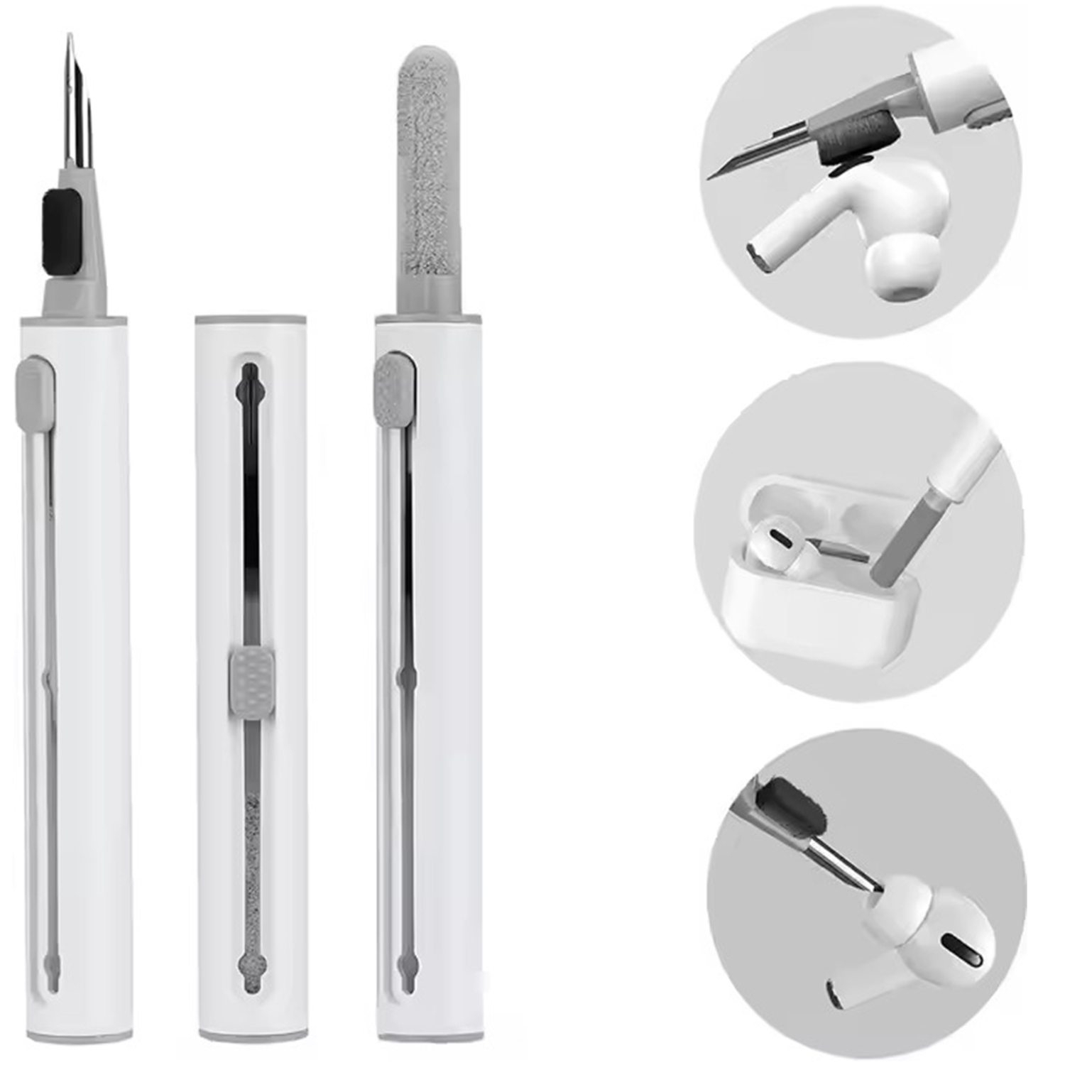 Trousse de nettoyage pour AirPods Pro 1 2 3 Stylo de nettoyage multifonction avec brosse douce éponge de flocage pour écouteurs Bluetooth Étui Outils