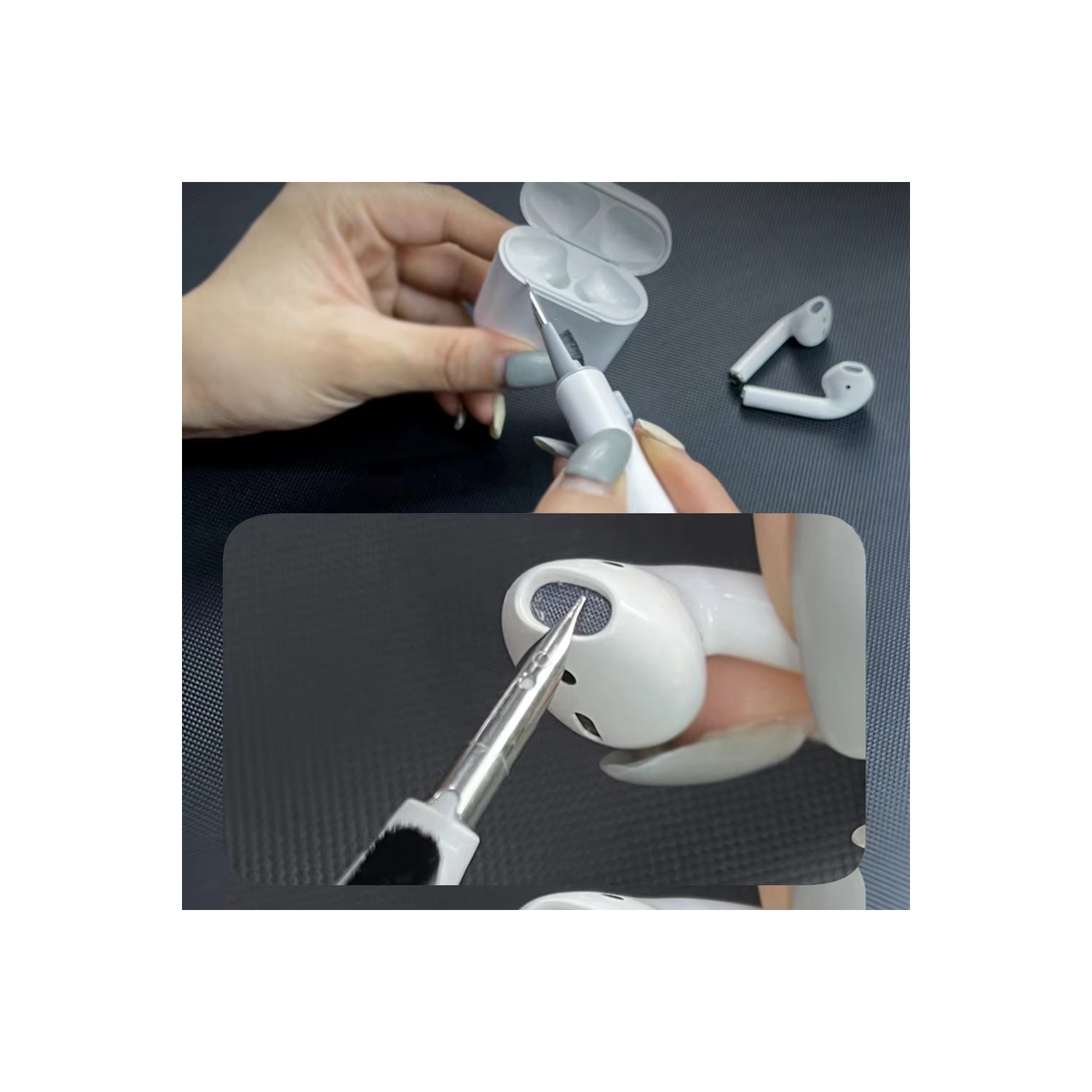 Trousse de nettoyage pour AirPods Pro 1 2 3 Stylo de nettoyage multifonction avec brosse douce éponge de flocage pour écouteurs Bluetooth Étui Outils