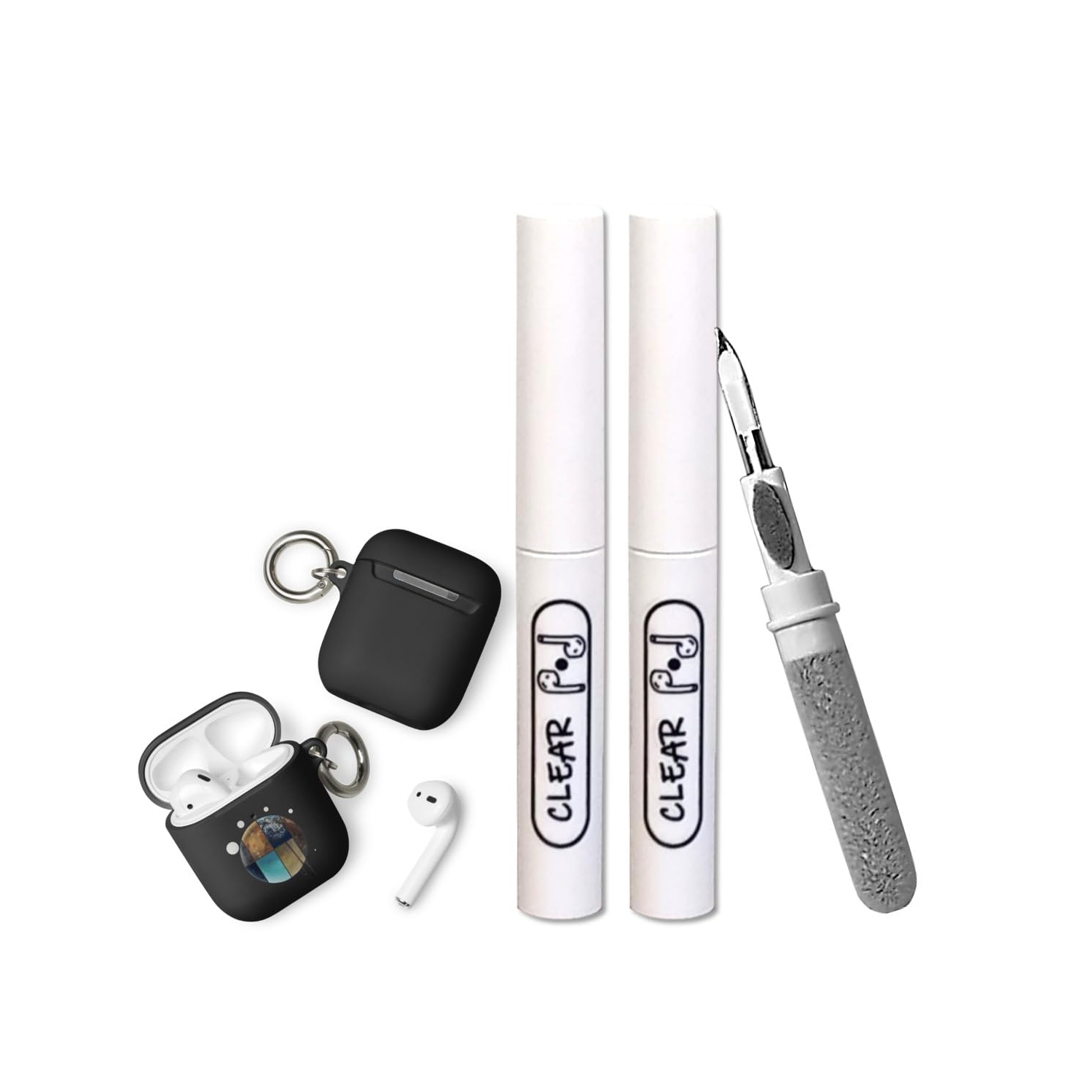 Clear Pod Cleaner Kit for Airpods Pro 1 2 3, Samsung Android Earbuds, Multifunctional Cleaning Pen with Soft Brush, Flocking Sponge for Headphones, Earphones Case White