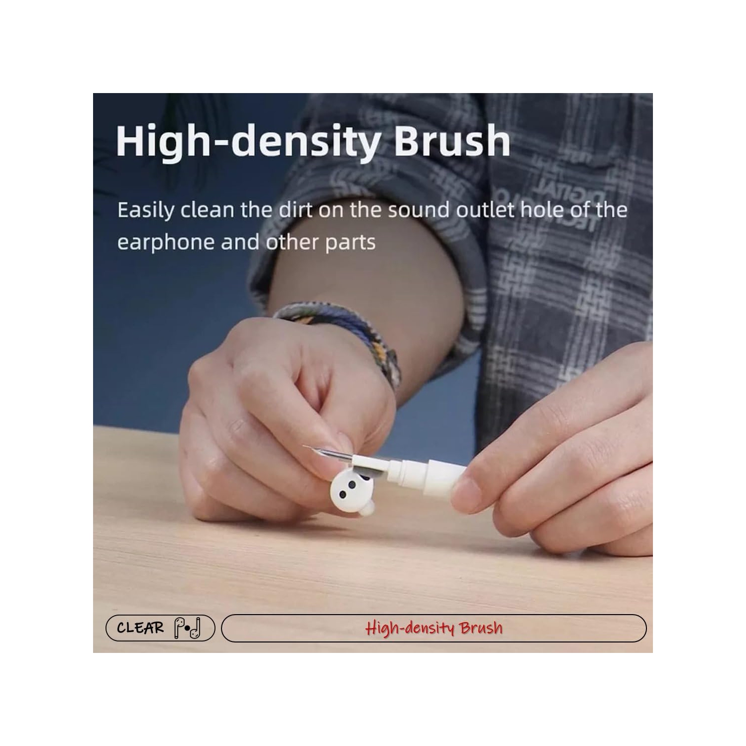 Clear Pod Cleaner Kit for Airpods Pro 1 2 3, Samsung Android Earbuds, Multifunctional Cleaning Pen with Soft Brush, Flocking Sponge for Headphones,