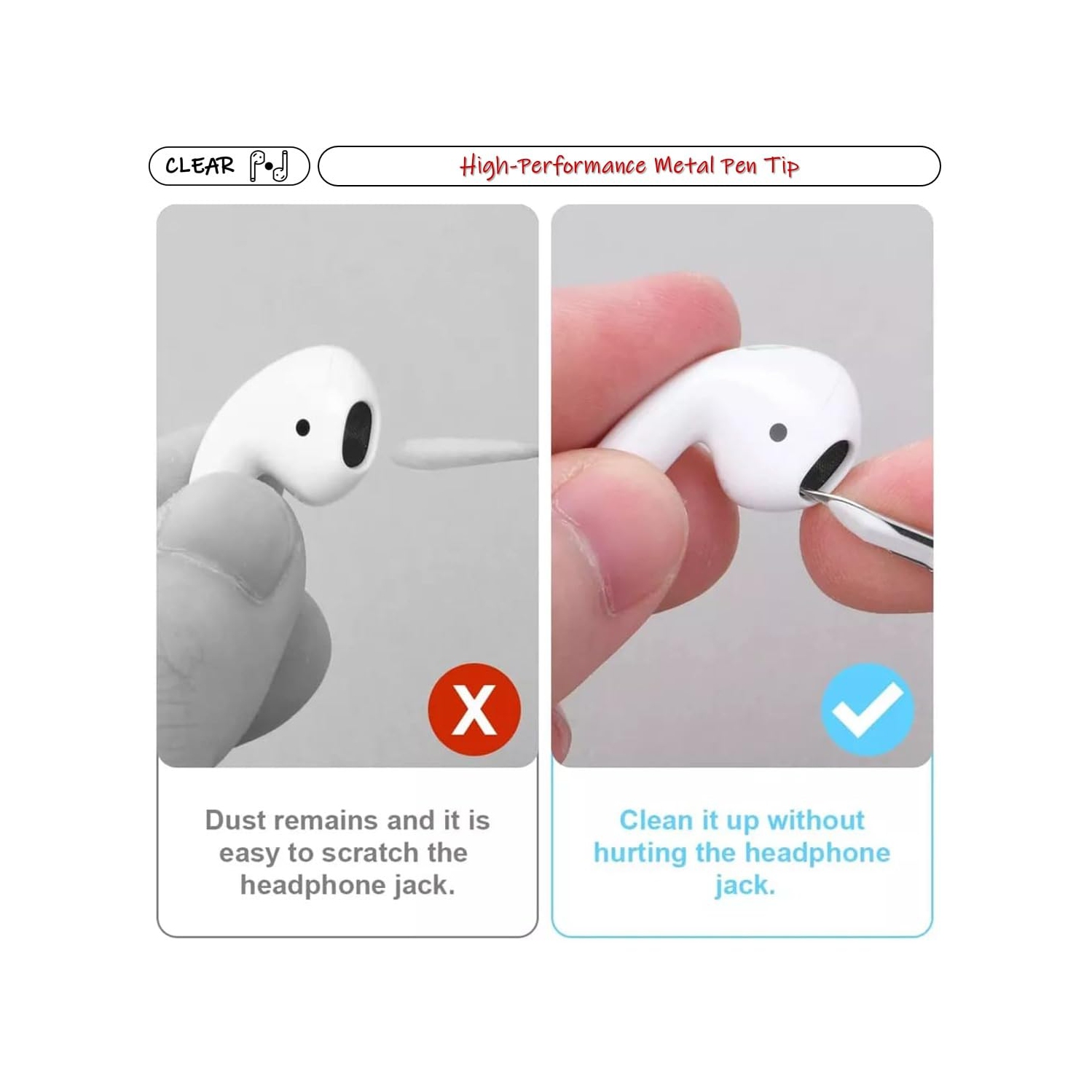 Clear Pod Cleaner Kit for Airpods Pro 1 2 3, Samsung Android Earbuds, Multifunctional Cleaning Pen with Soft Brush, Flocking Sponge for Headphones,