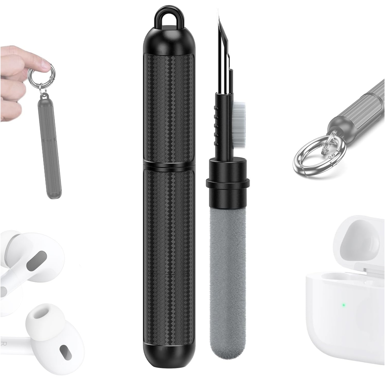 Cleaner Kit for AirPods Cleaner, Multi-Function Cleaning Kit Pen with Soft Brush Flocking Sponge for Airpods Pro 1 2 3 Bluetooth Headphone Case