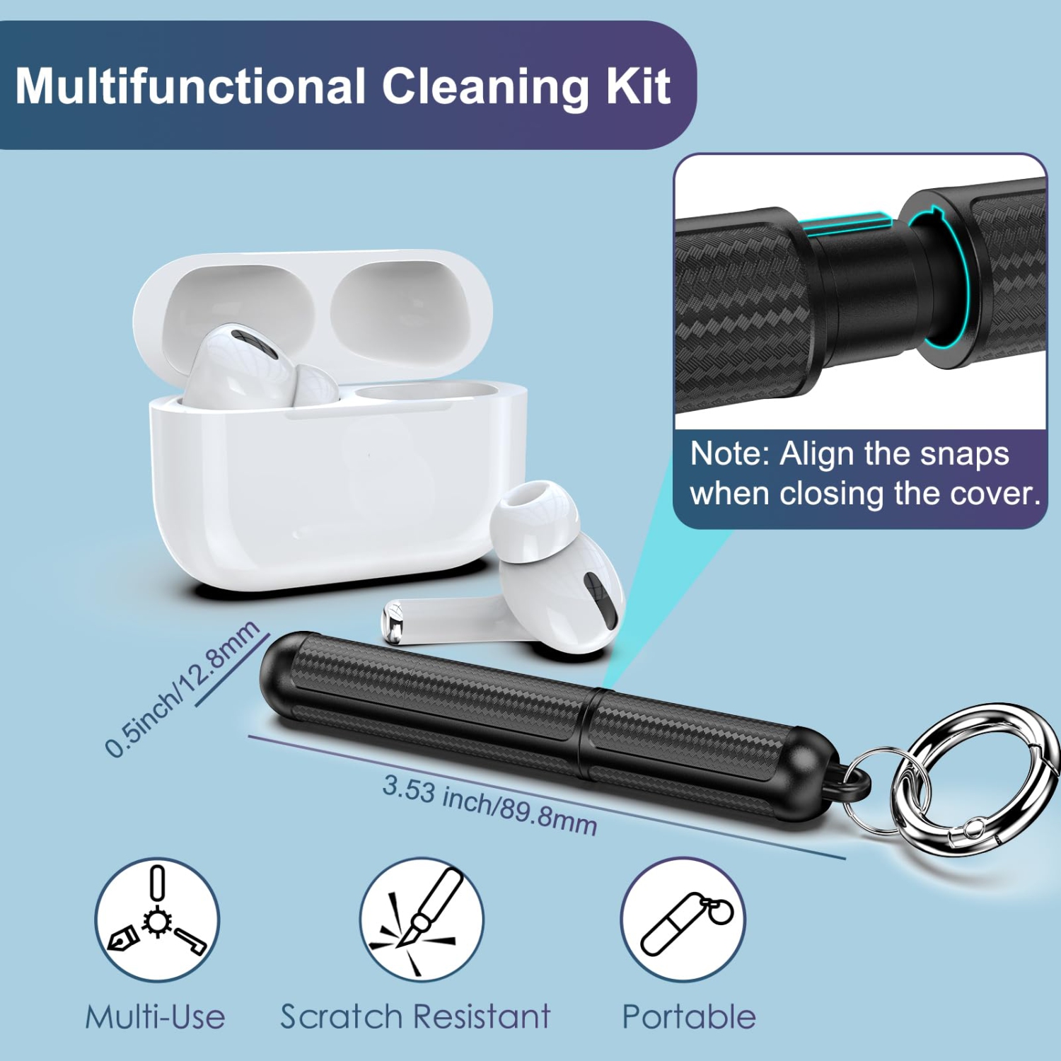 Cleaner Kit for AirPods Cleaner, Multi-Function Cleaning Kit Pen with Soft Brush Flocking Sponge for Airpods Pro 1 2 3 Bluetooth Headphone Case