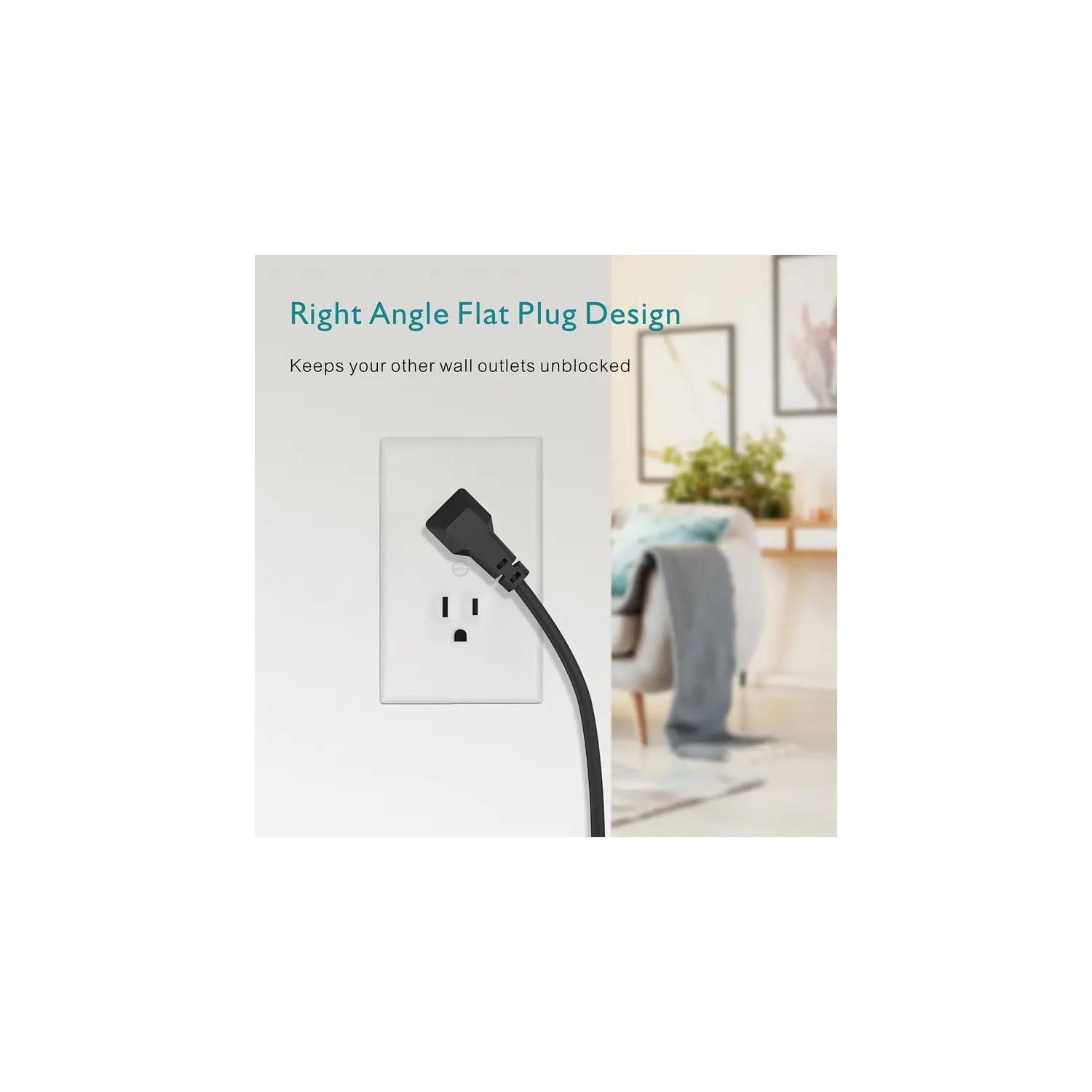 Fireproof Desktop Charging Station Surge Protector with 9 Sockets, 3 USB Ports, Flat Plug, Wall-Mounted 5ft Extension Cord – White, Perfect for Home