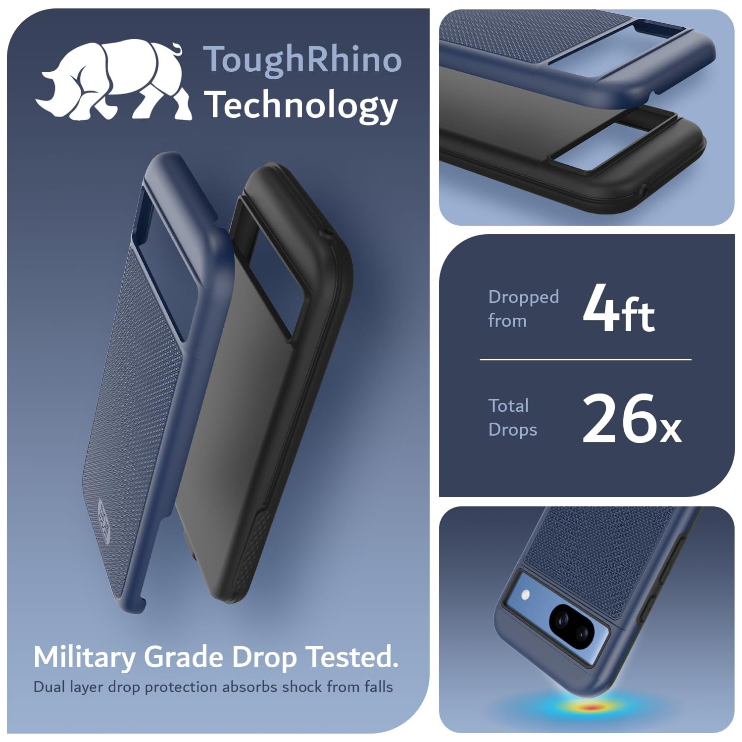 Étui MergeGrip de TUDIA pour Pixel 8a de Google de qualité militaire - Indigo