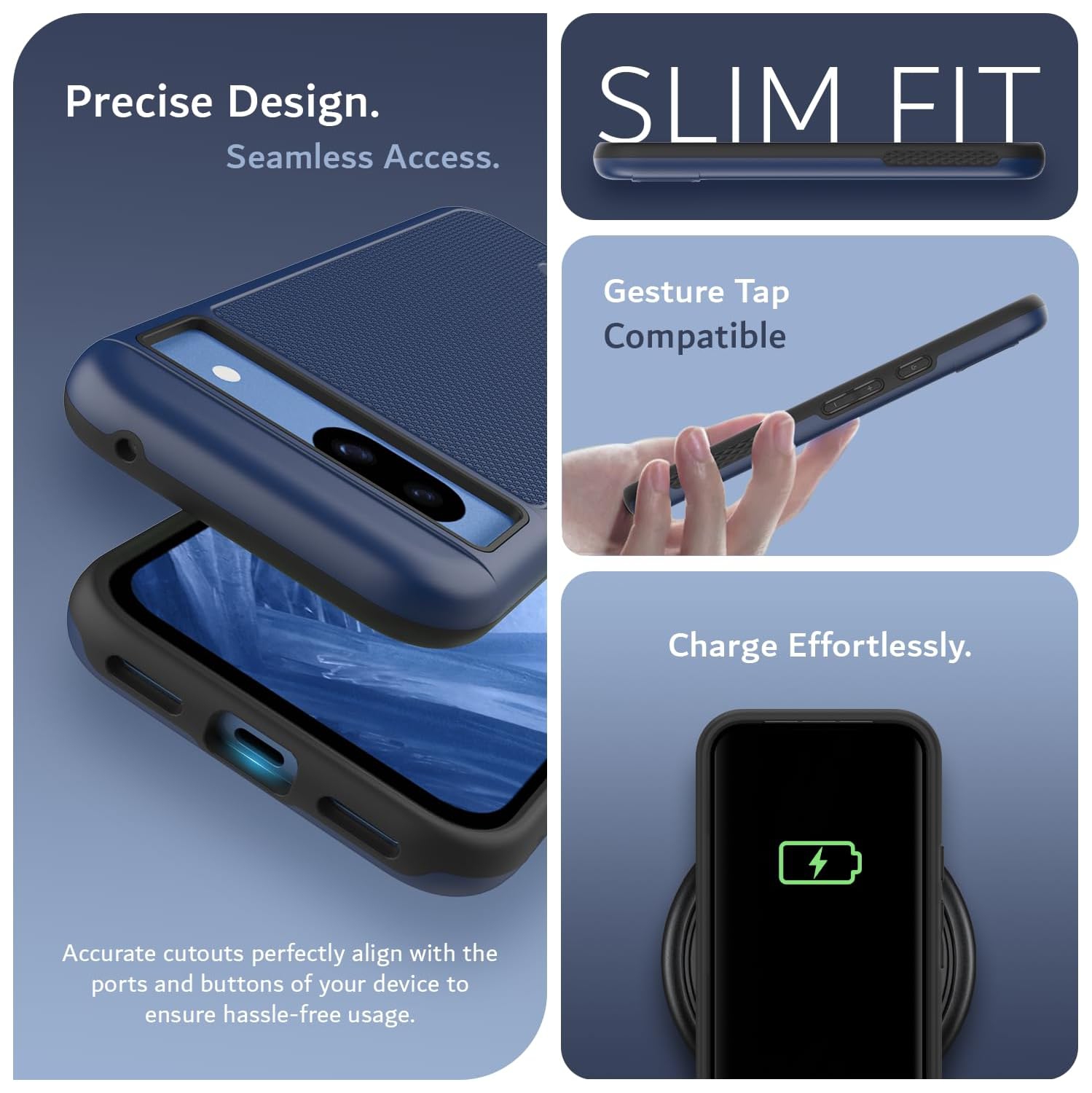 Étui MergeGrip de TUDIA pour Pixel 8a de Google de qualité militaire - Indigo