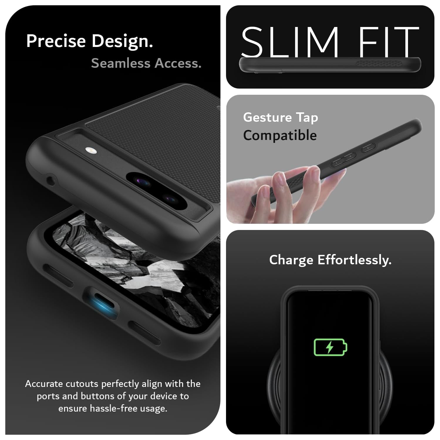 TUDIA MergeGrip Google Pixel 8a Case Military Grade - Black