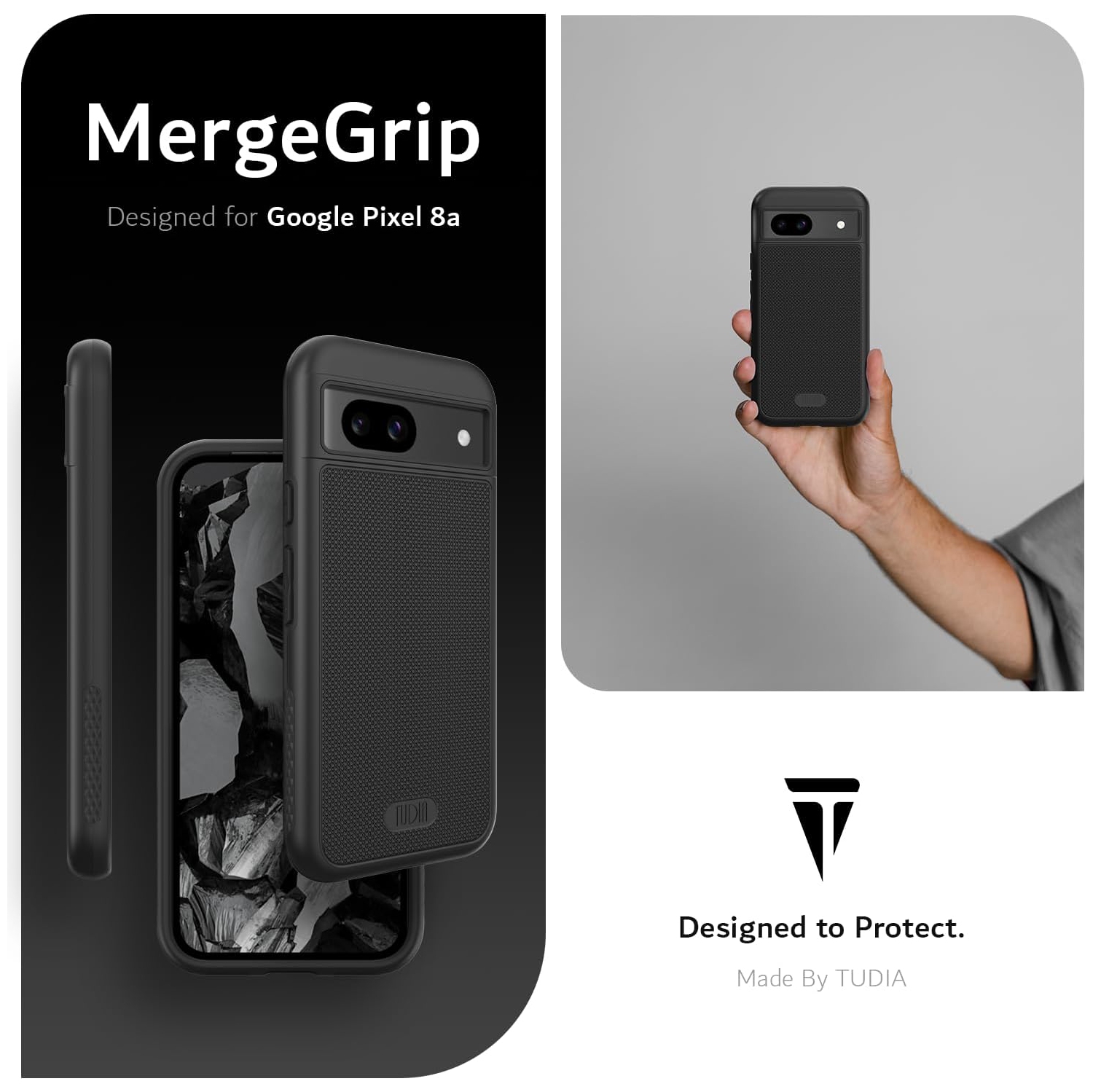 TUDIA MergeGrip Google Pixel 8a Case Military Grade - Black