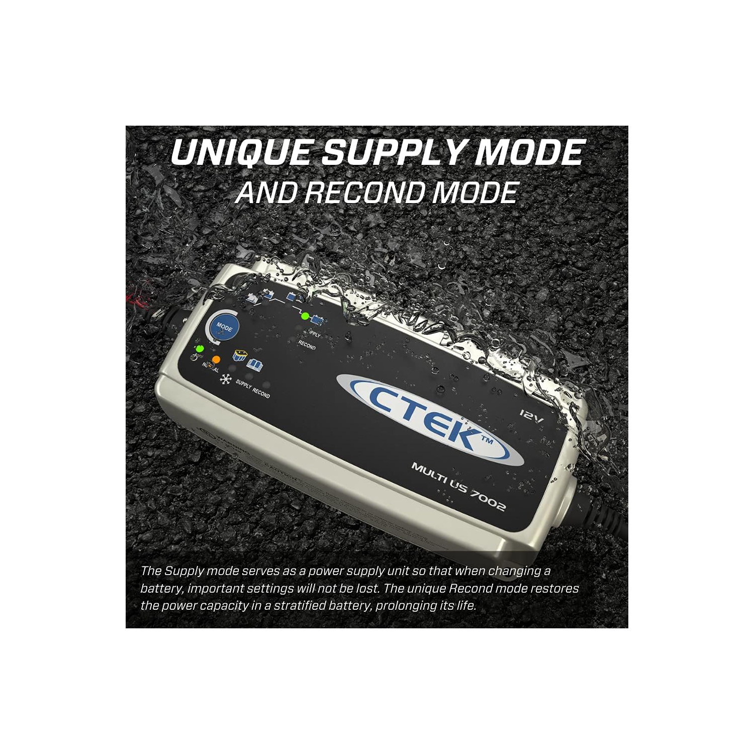 CTEK – Chargeur de batterie multi-États-Unis de 7002 12 volts, noir