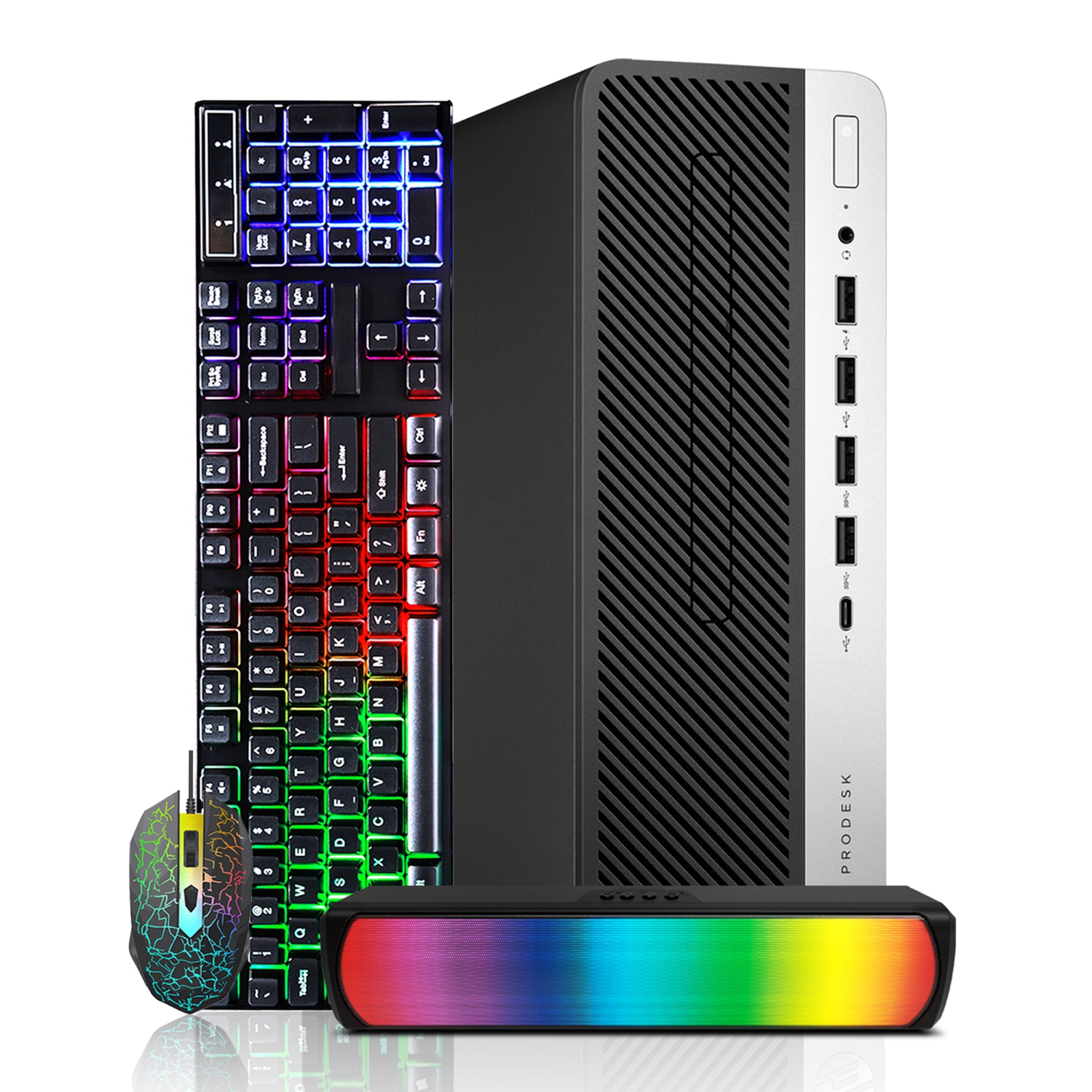 Refurbished - HP ProDesk 600 G4 SFF Desktop Computer PC Combo | Intel i5 Hexa-Core 8th Gen CPU | 16GB DDR4 RAM | 256GB NVMe SSD | Windows 11 Pro |