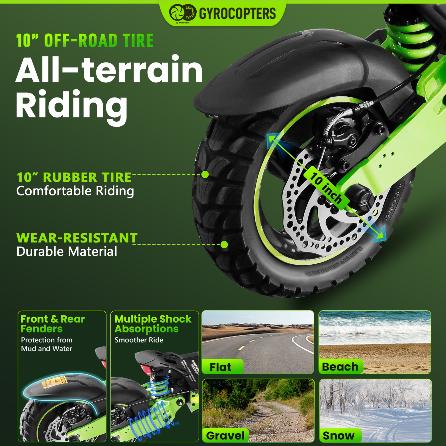 Gyrocopters Plaid 3.0 Off Road Foldable Electric Scooter for Adults & Teens, 10” Fat Tires, Speed Upto 45kmph, 13Ah Battery Long Range Upto 45Km,