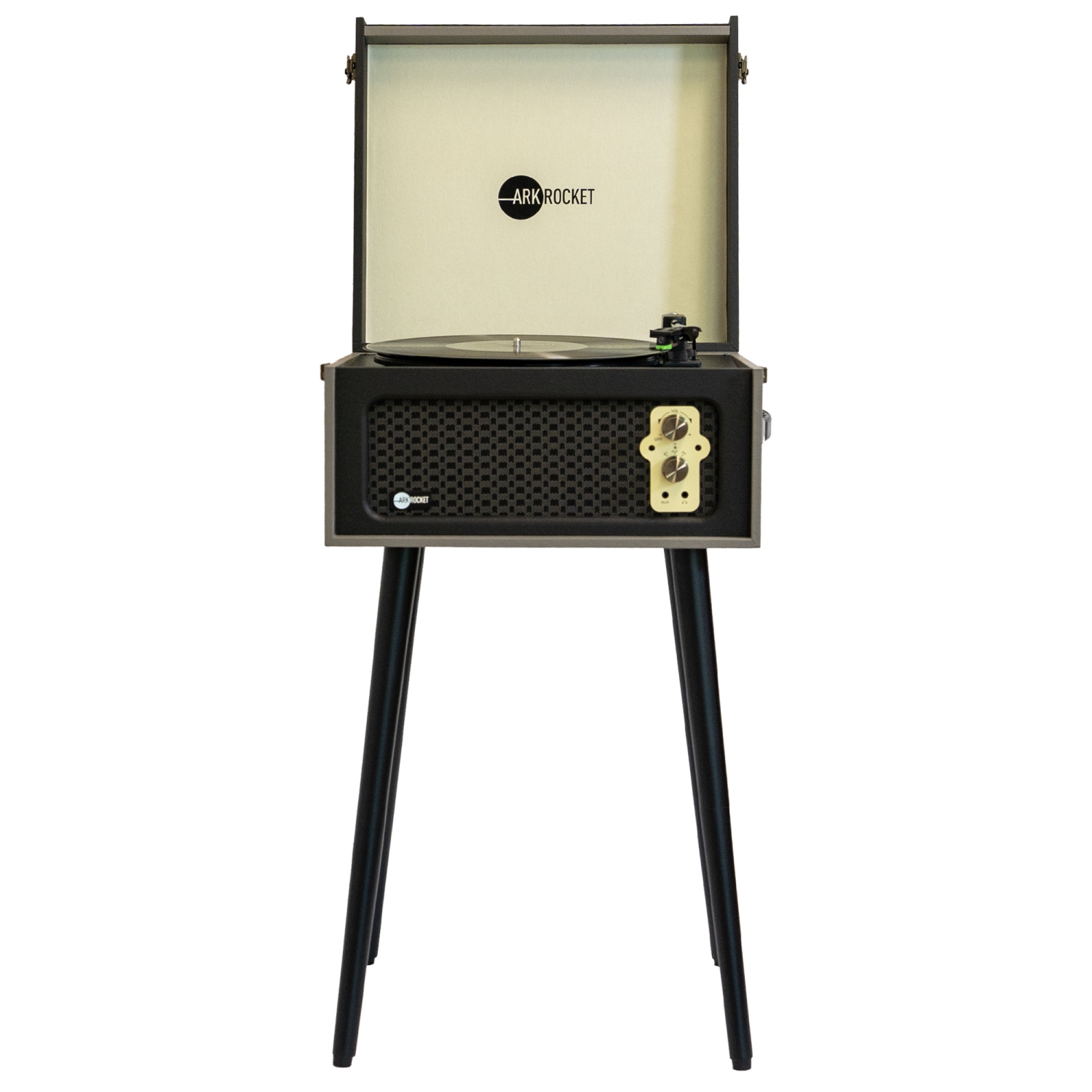 Support de tourne-disque Bluetooth Discovery d'ArkRocket avec tourne-disque à 3 vitesses - Gris