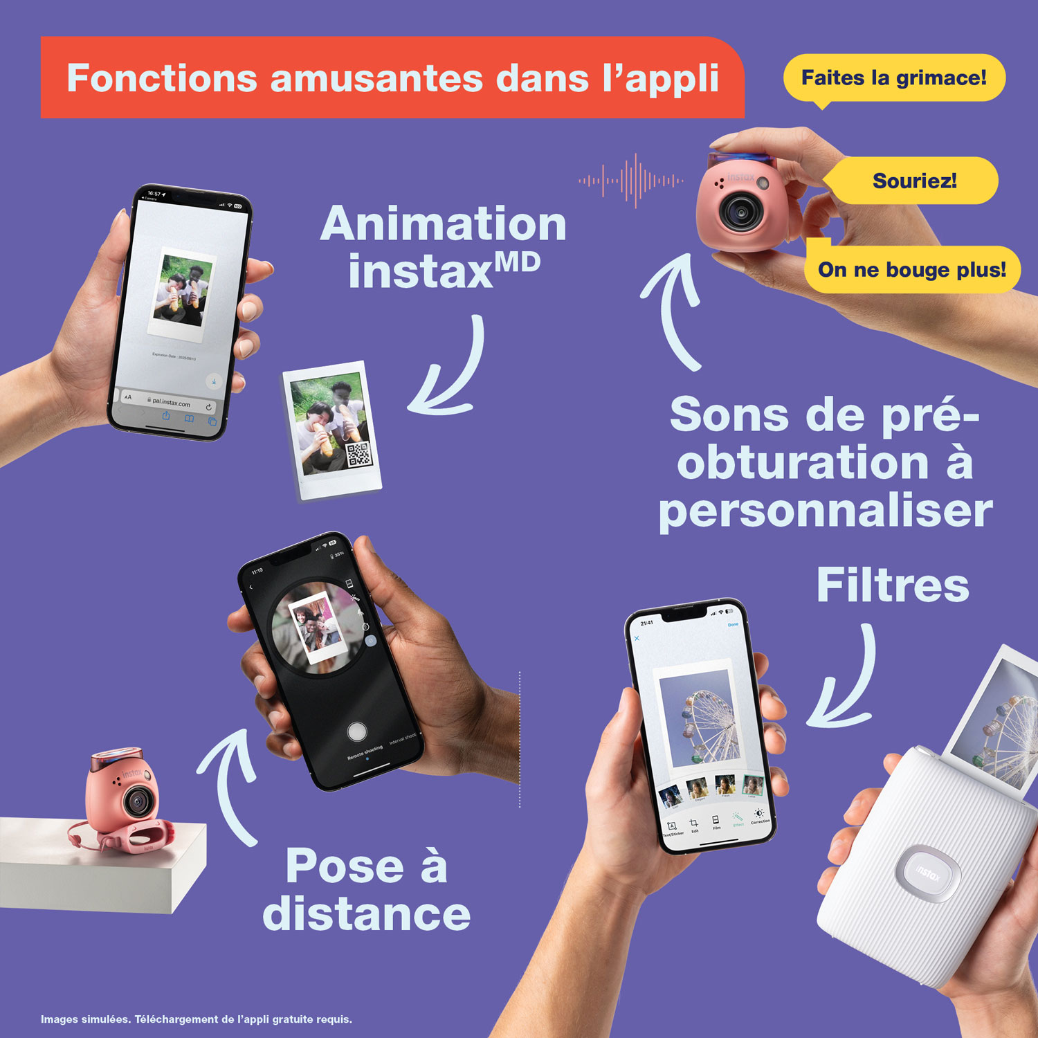 Appareil photo numérique Instax Pal de Fujifilm - Blanc lait