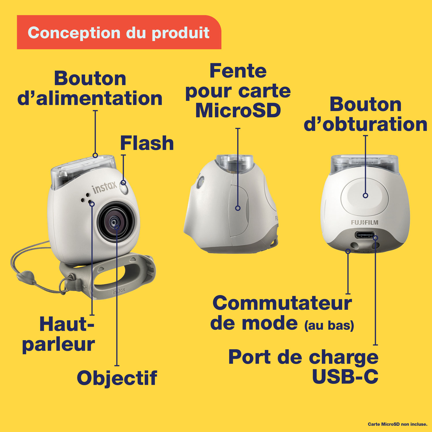 Appareil photo numérique Instax Pal de Fujifilm - Blanc lait
