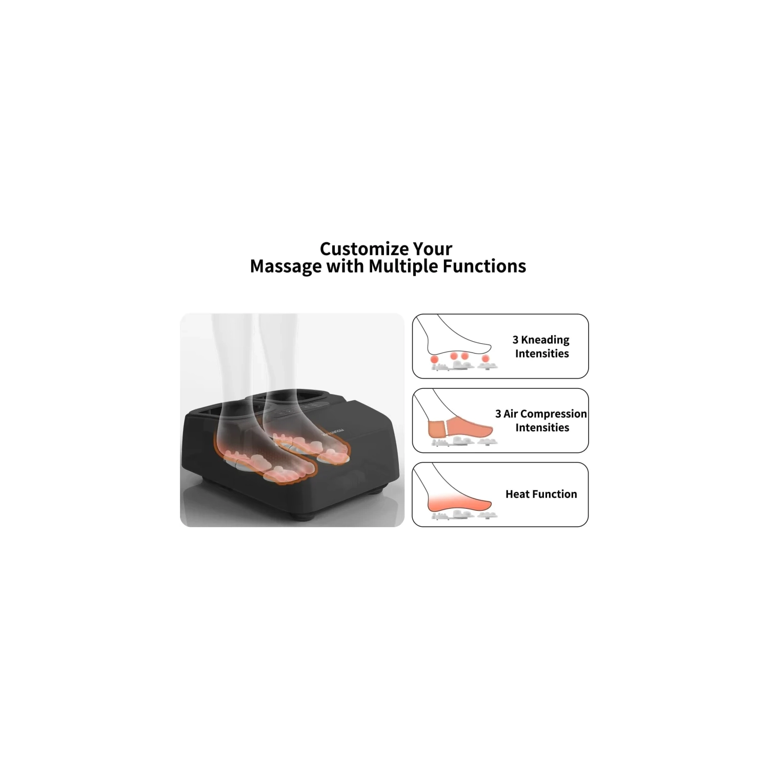 Foot Massager Machine with Heat: Deep Kneading Shiatsu Foot Massager for Plantar Fasciitis, Pain Relief, Gifts for Women & Men Father, Fits Up to