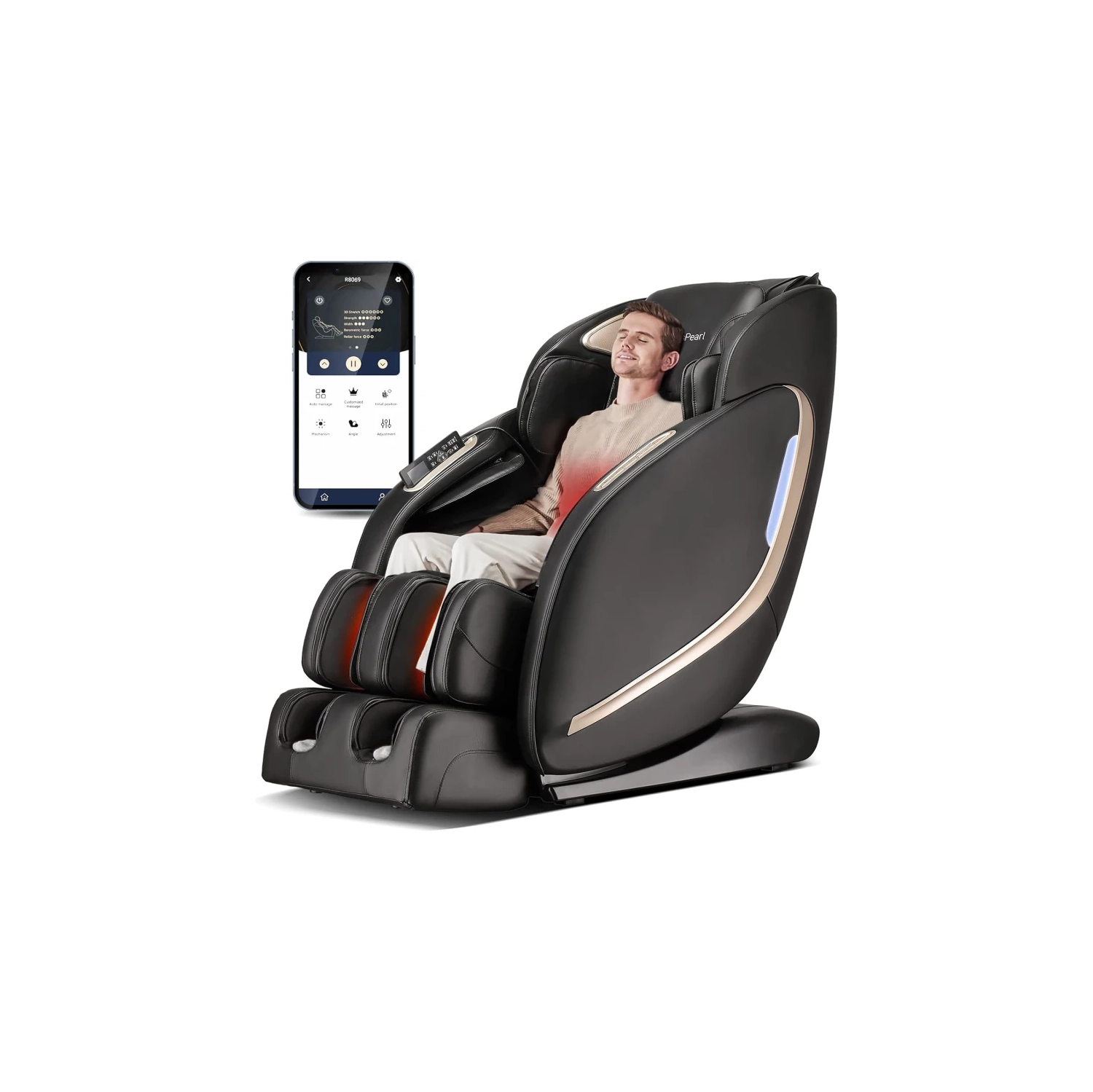 Track Zero Gravity Massage Chair - Full Body Shiatsu Massage Recliner with APP Control, Waist & Calf Heat, Thai Stretch, Body Scan, Shortcut Key,