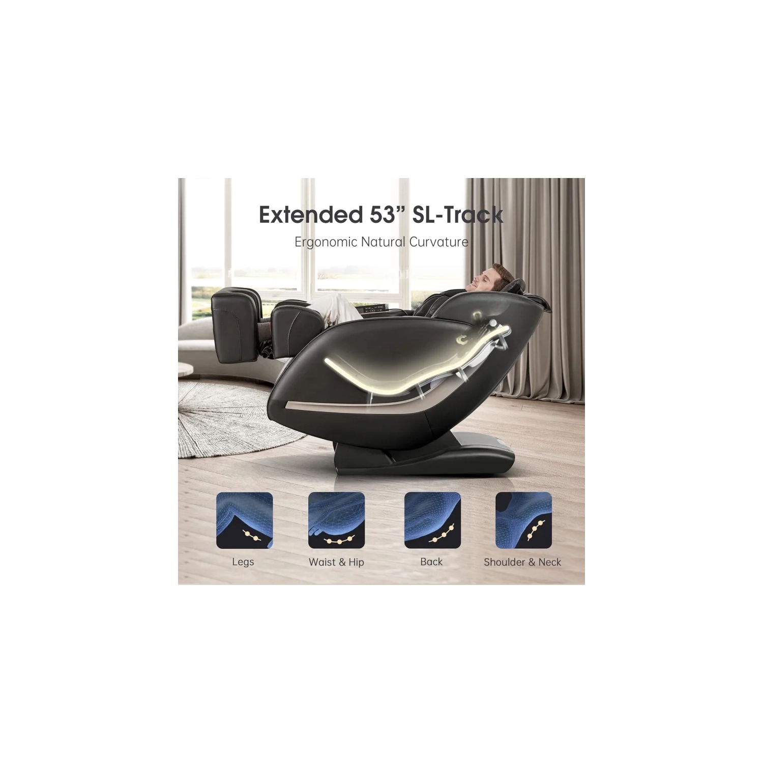 Track Zero Gravity Massage Chair - Full Body Shiatsu Massage Recliner with APP Control, Waist & Calf Heat, Thai Stretch, Body Scan, Shortcut Key,