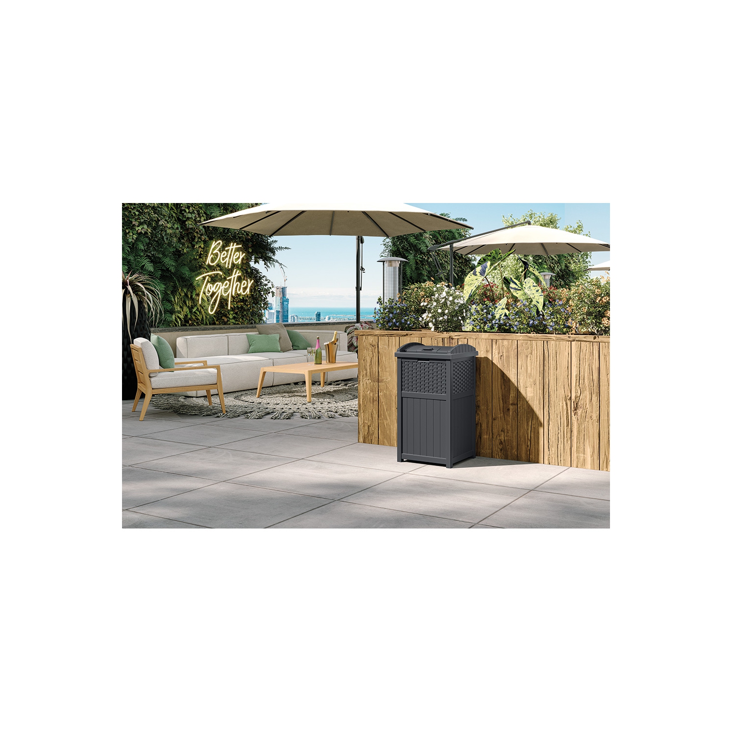 Suncast - Wicker Trash Hideaway® - Cyberspace