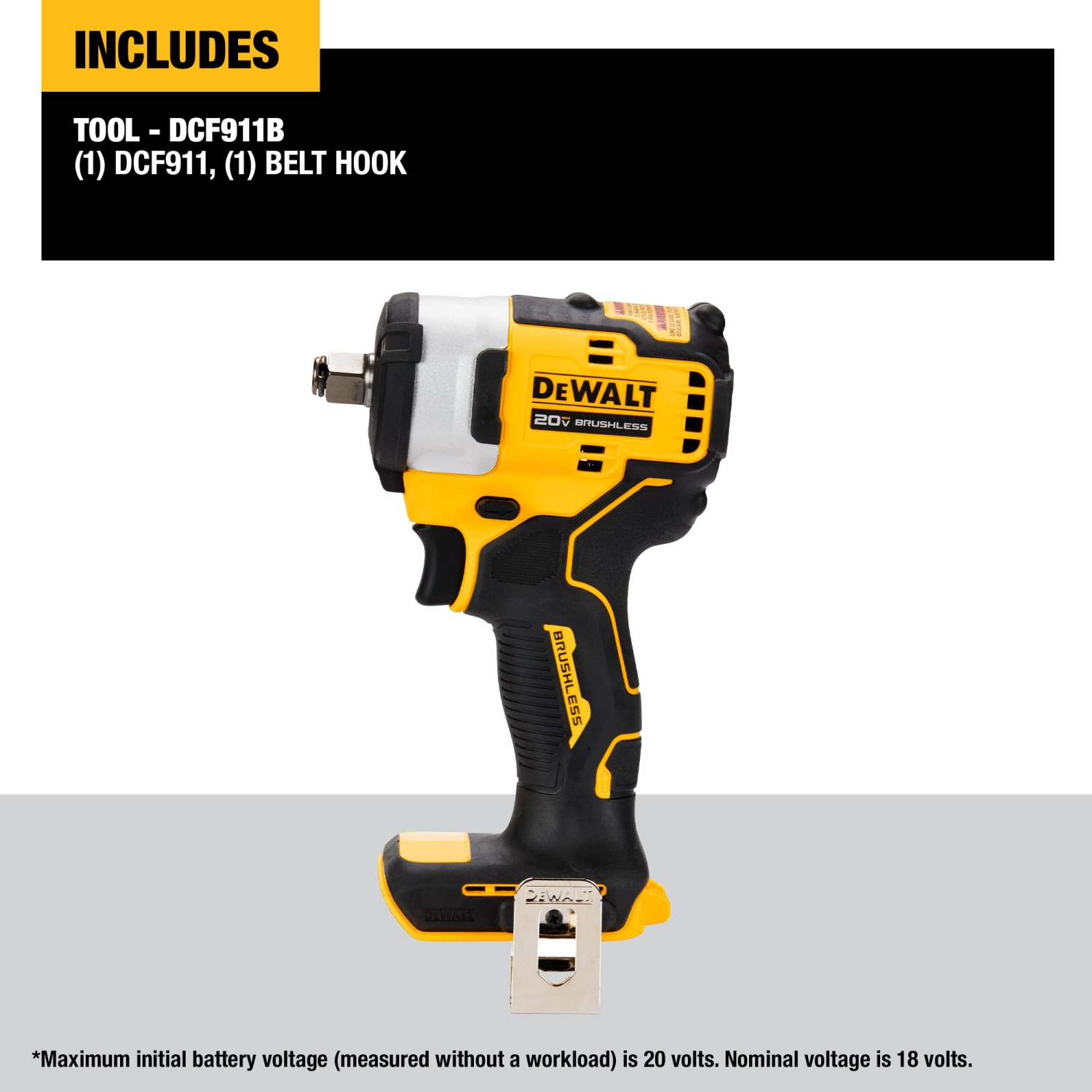 DEWALT DCF911B 20V MAX* 1/2" Impact Wrench with Hog Ring Anvil