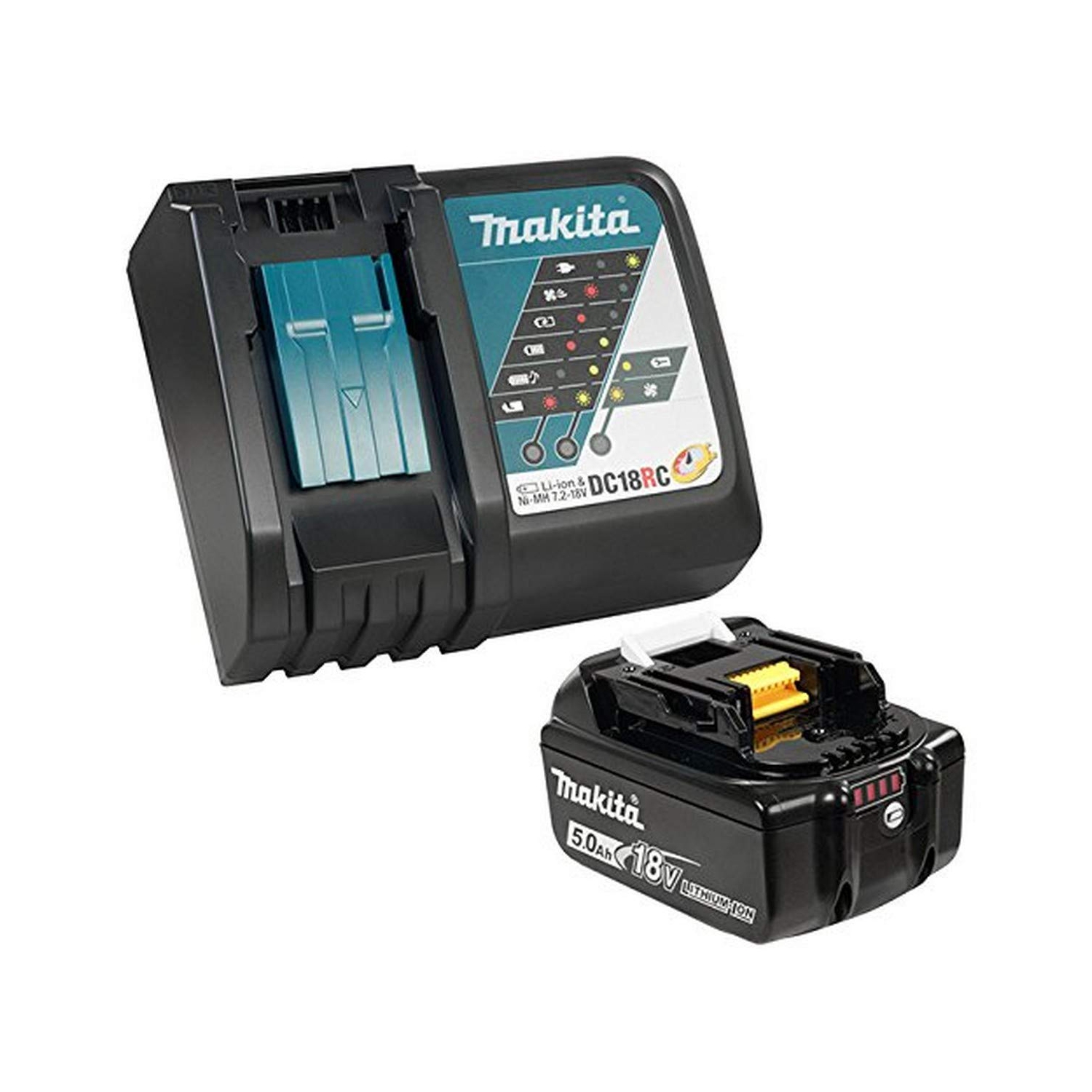 Batterie au lithium-ion 5,0&nbsp;Ah y-00309 de 18&nbsp;V et trousse de chargement rapide au lithium-ion de Makita