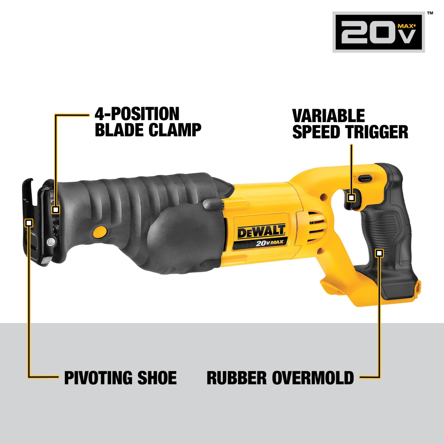 DEWALT 20V MAX* Reciprocating Saw, Tool Only