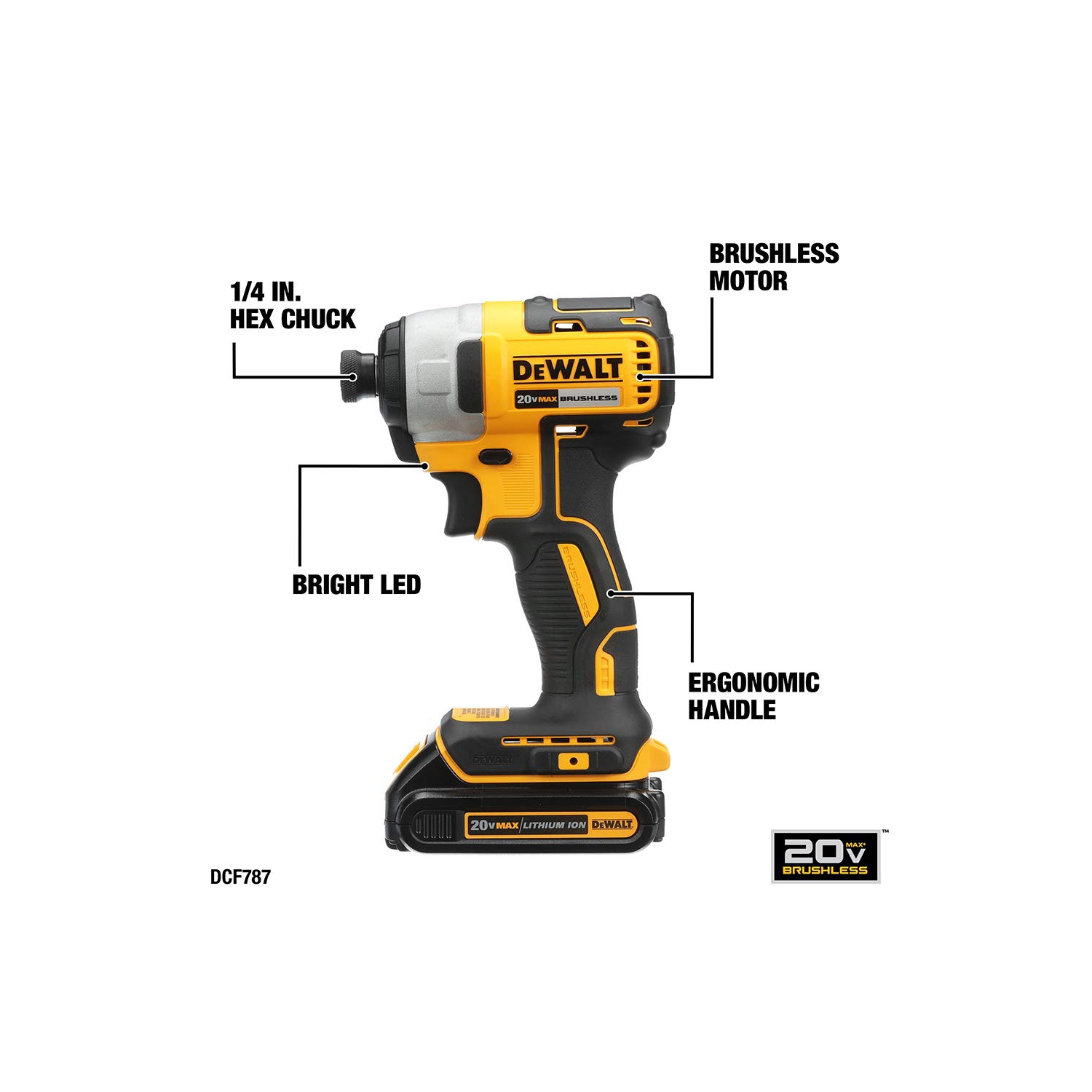 Perceuse et tournevis à percussion sans fil DEWALT 20&nbsp;V MAX*, ensemble d'outils électriques, sans balai, avec 2 batteries et chargeur (DCK2.
