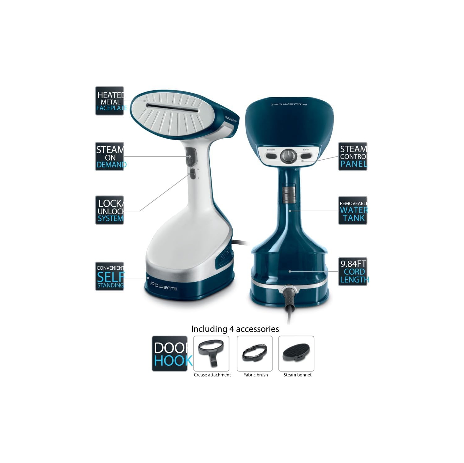 Rowenta – défroisseur à vapeur portatif X-CEL pour vêtements, 25 secondes de chaleur, capacité de 6,7 oz, coton, laine, poly, soie, lin, nylon, 1600